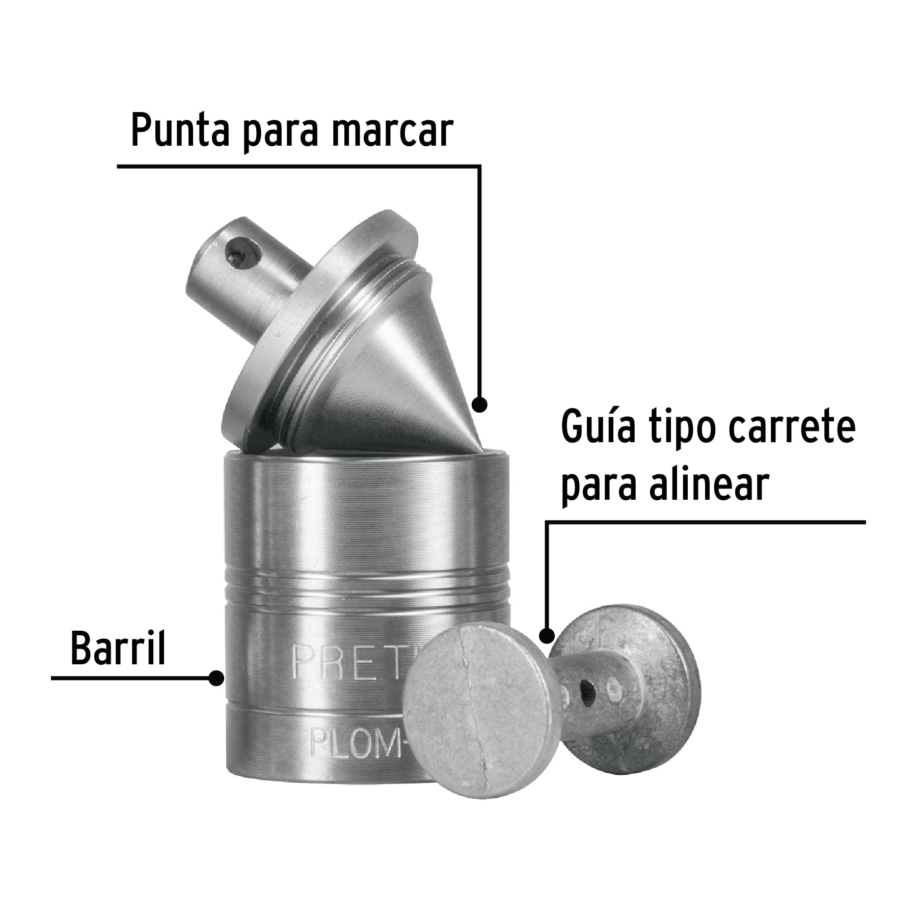 Plomada metálica de 200 g con centro, PRETUL