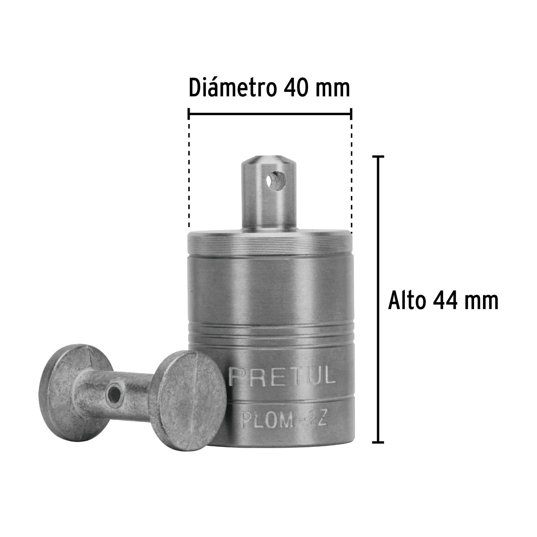 Plomada metálica de 310 g con centro, PRETUL