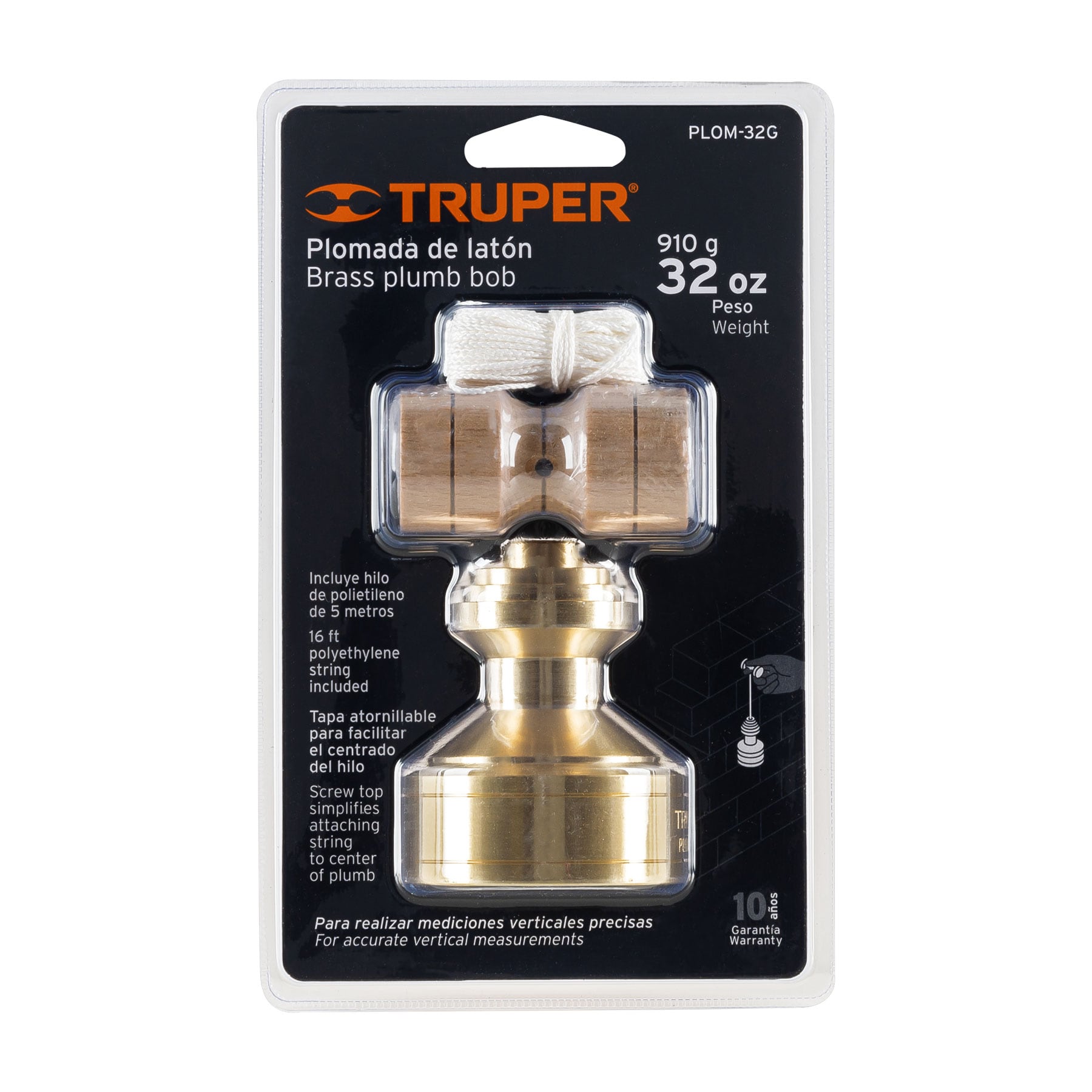 Plomada de latón 32 oz tipo Guatemala, TRUPER