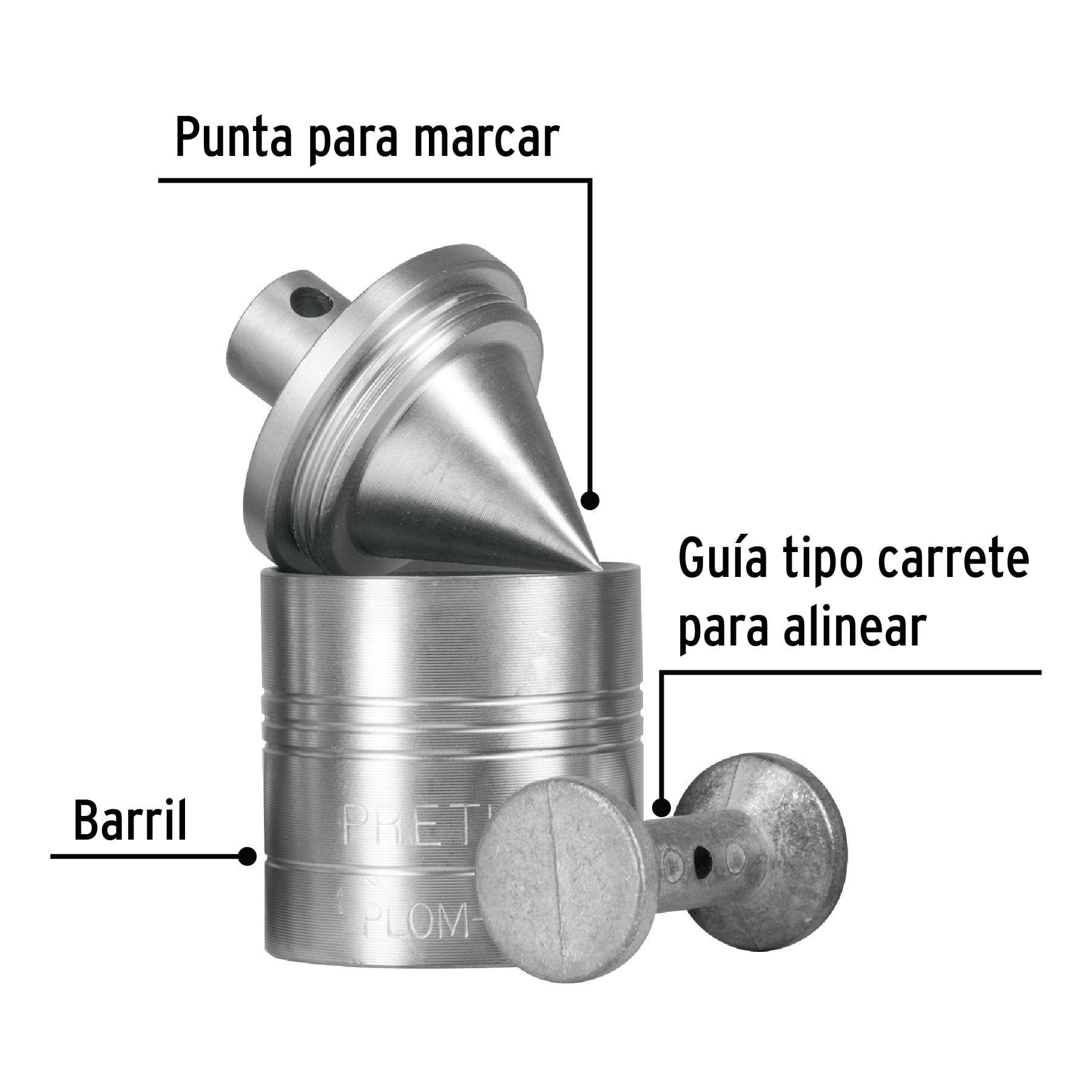 Plomada metálica de 340 g con centro, PRETUL