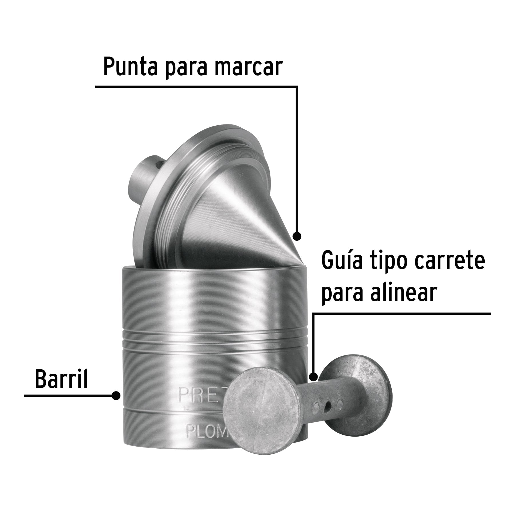 Plomada metálica de 675 g con centro, PRETUL