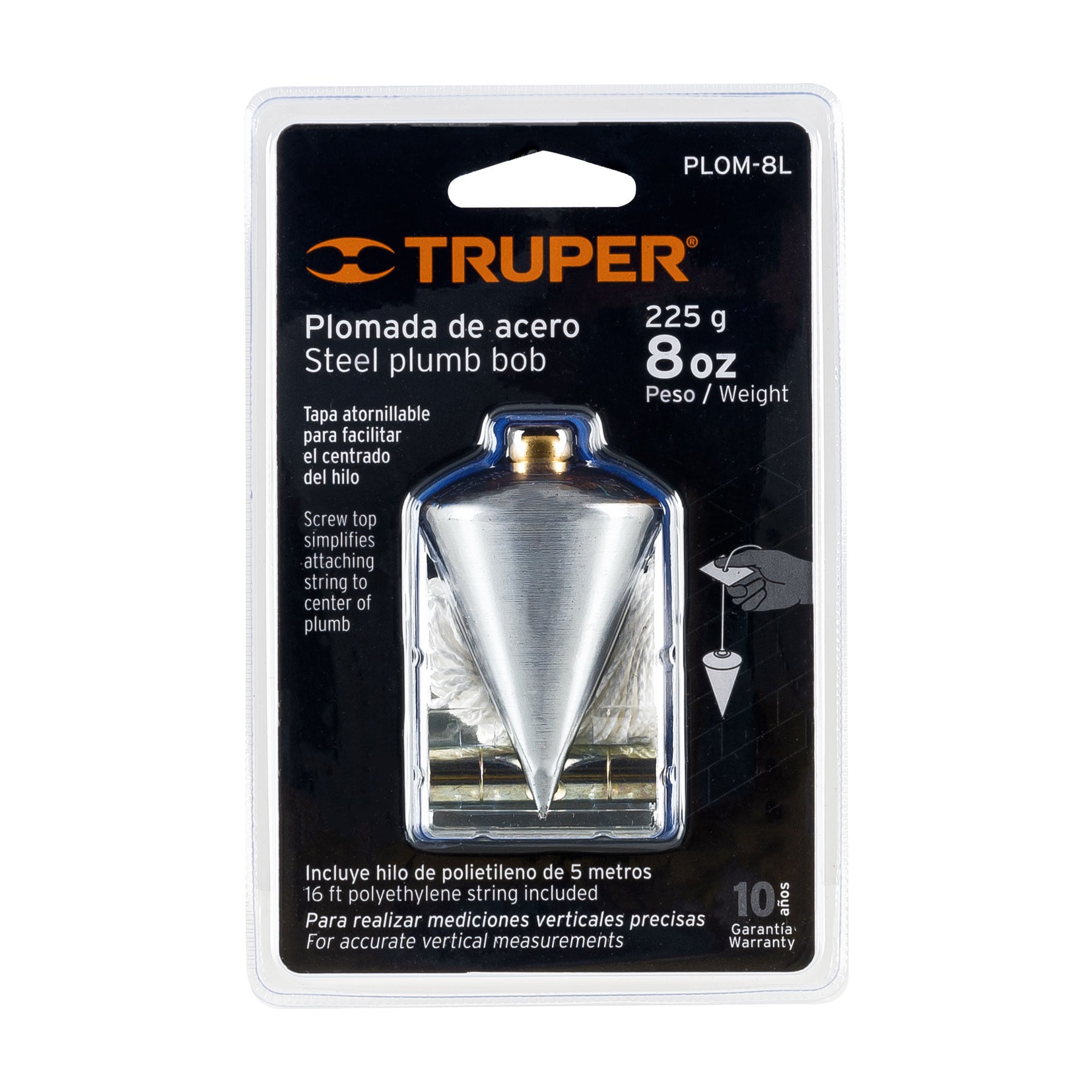 Plomada de acero, 8 oz, TRUPER