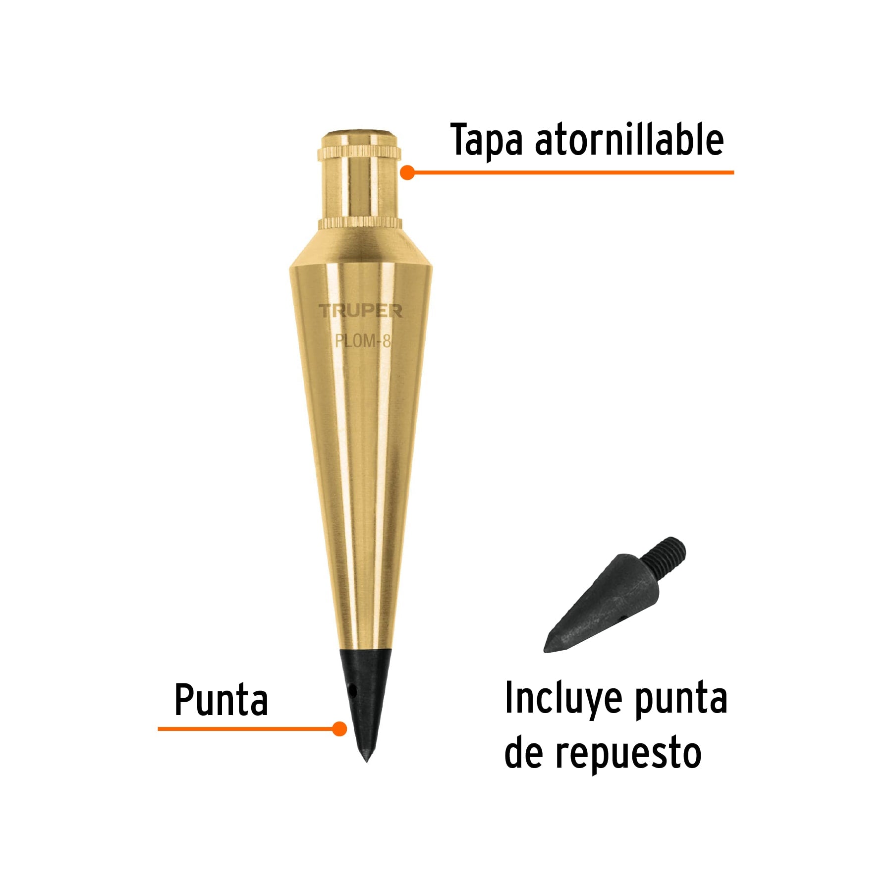 Plomada de latón 8 oz, TRUPER