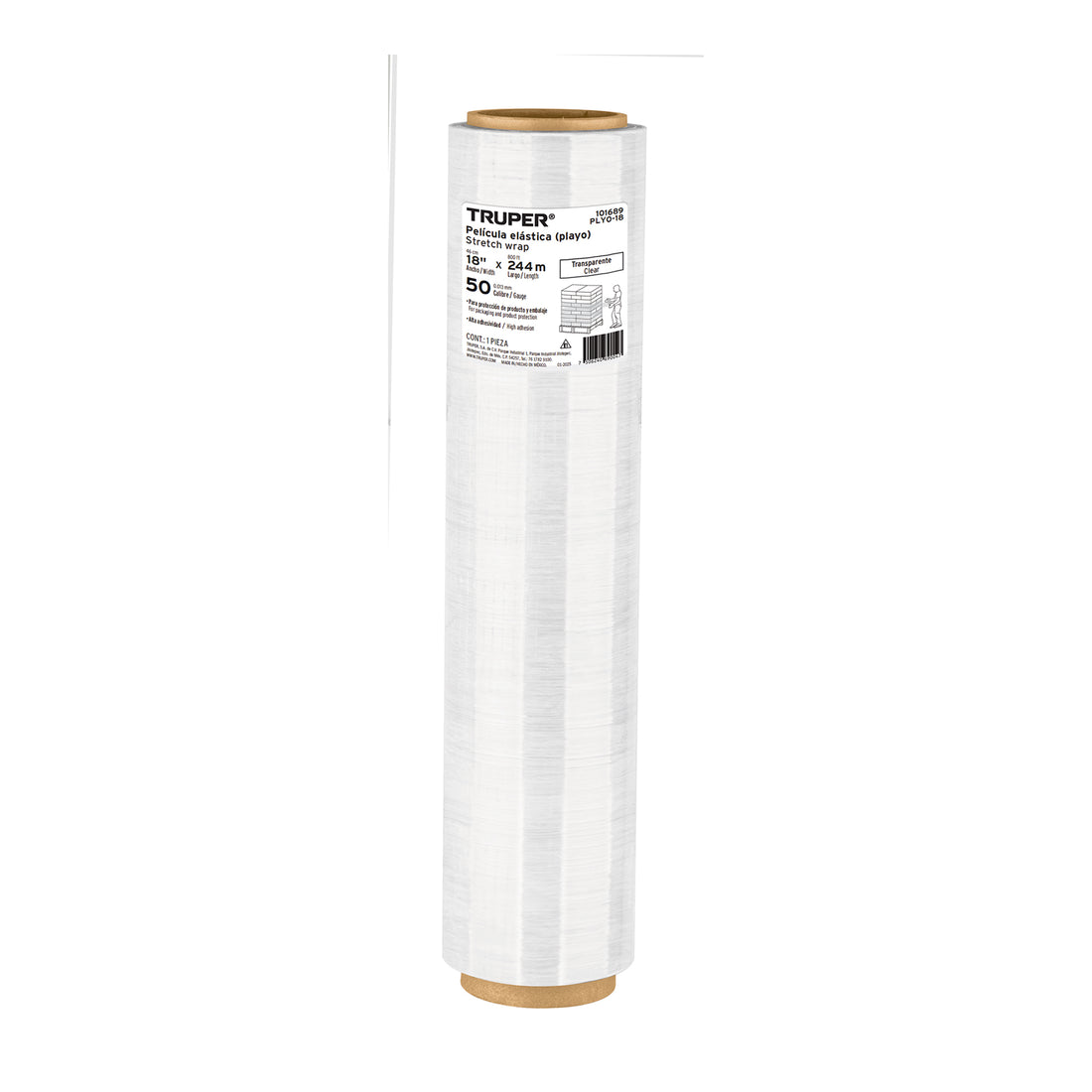 Rollo de 244m película plástica transparente playo 18" cal50