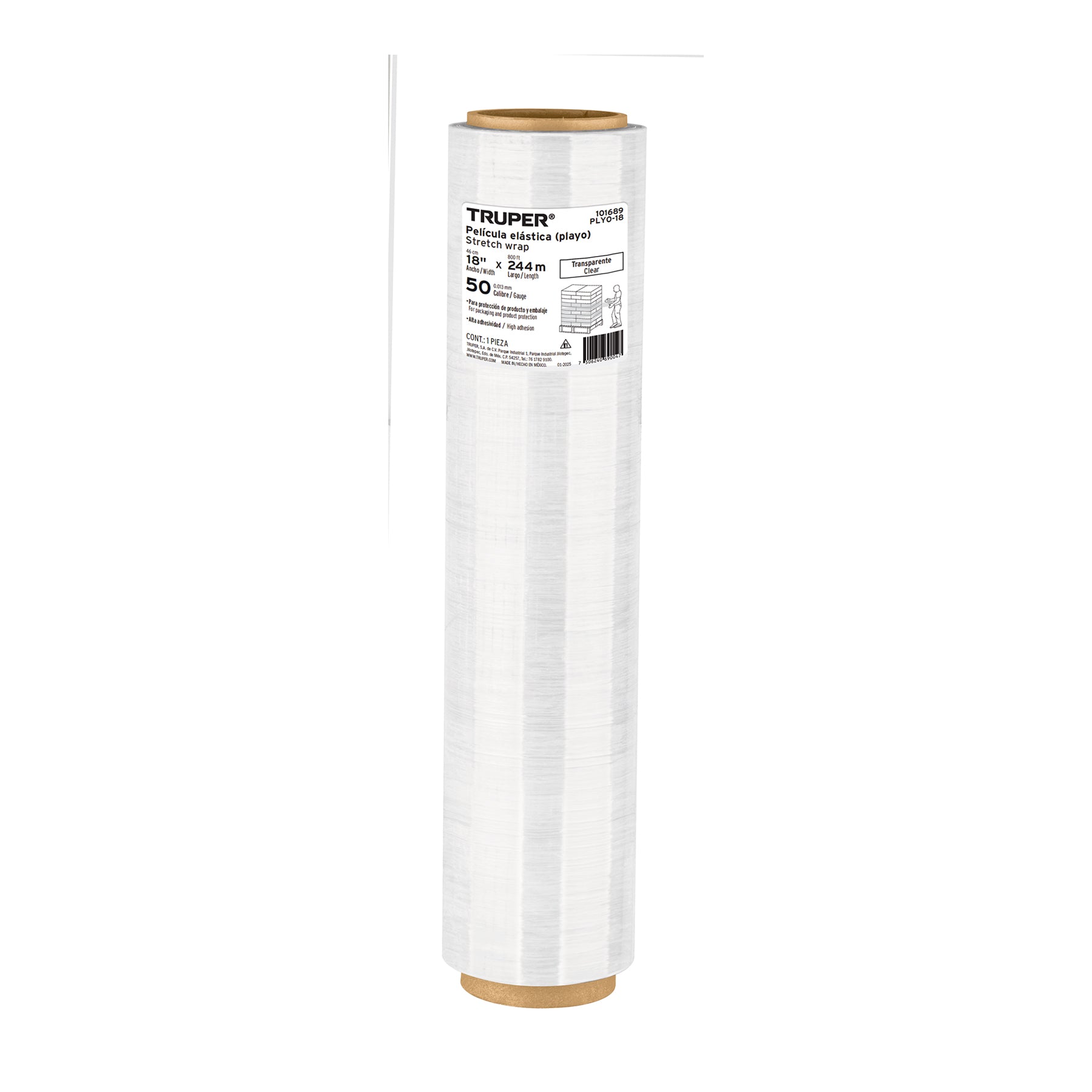 Rollo de 244m película plástica transparente playo 18" cal50