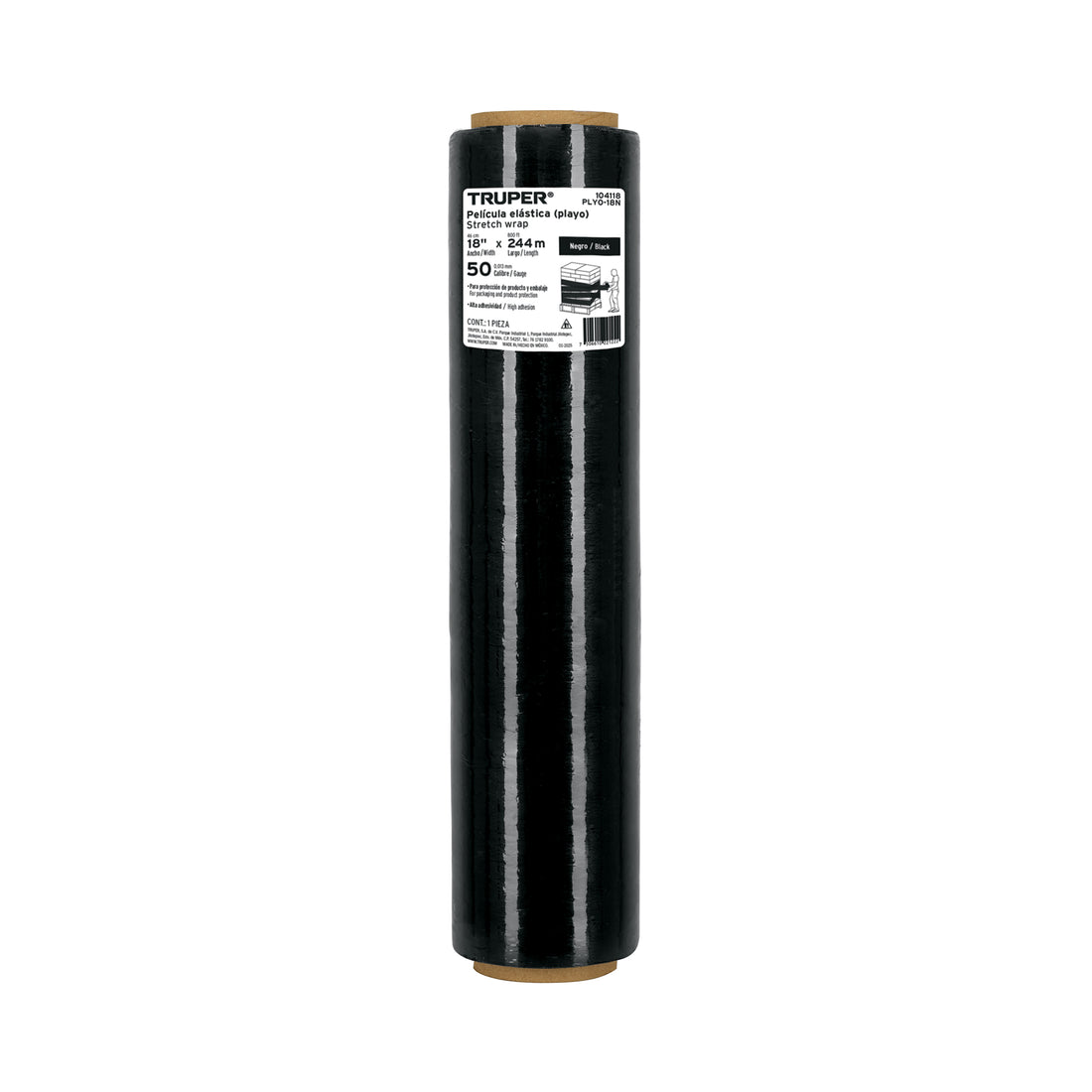 Rollo de 244m película plástica negra playo, 18", cal 50