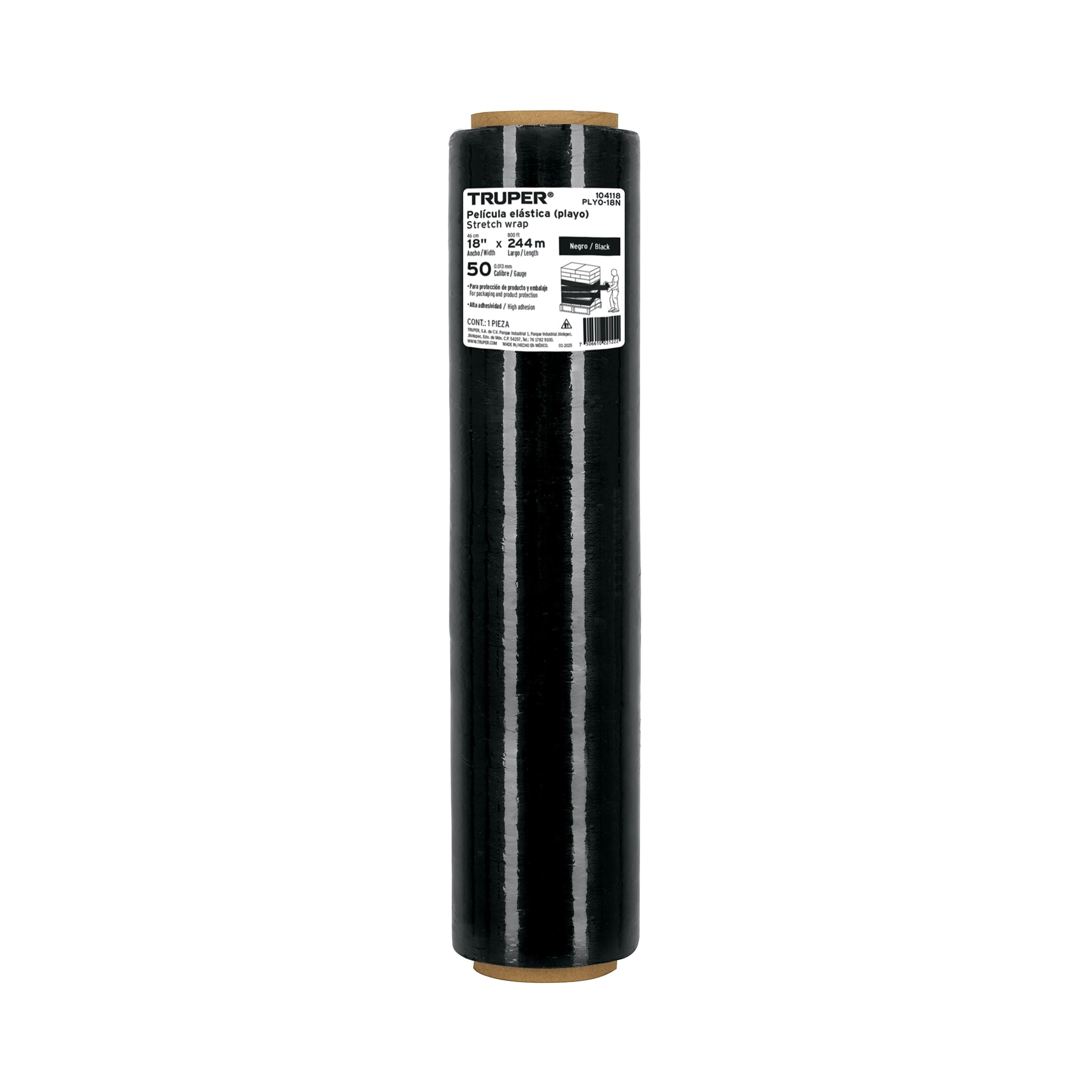 Rollo de 244m película plástica negra playo, 18", cal 50