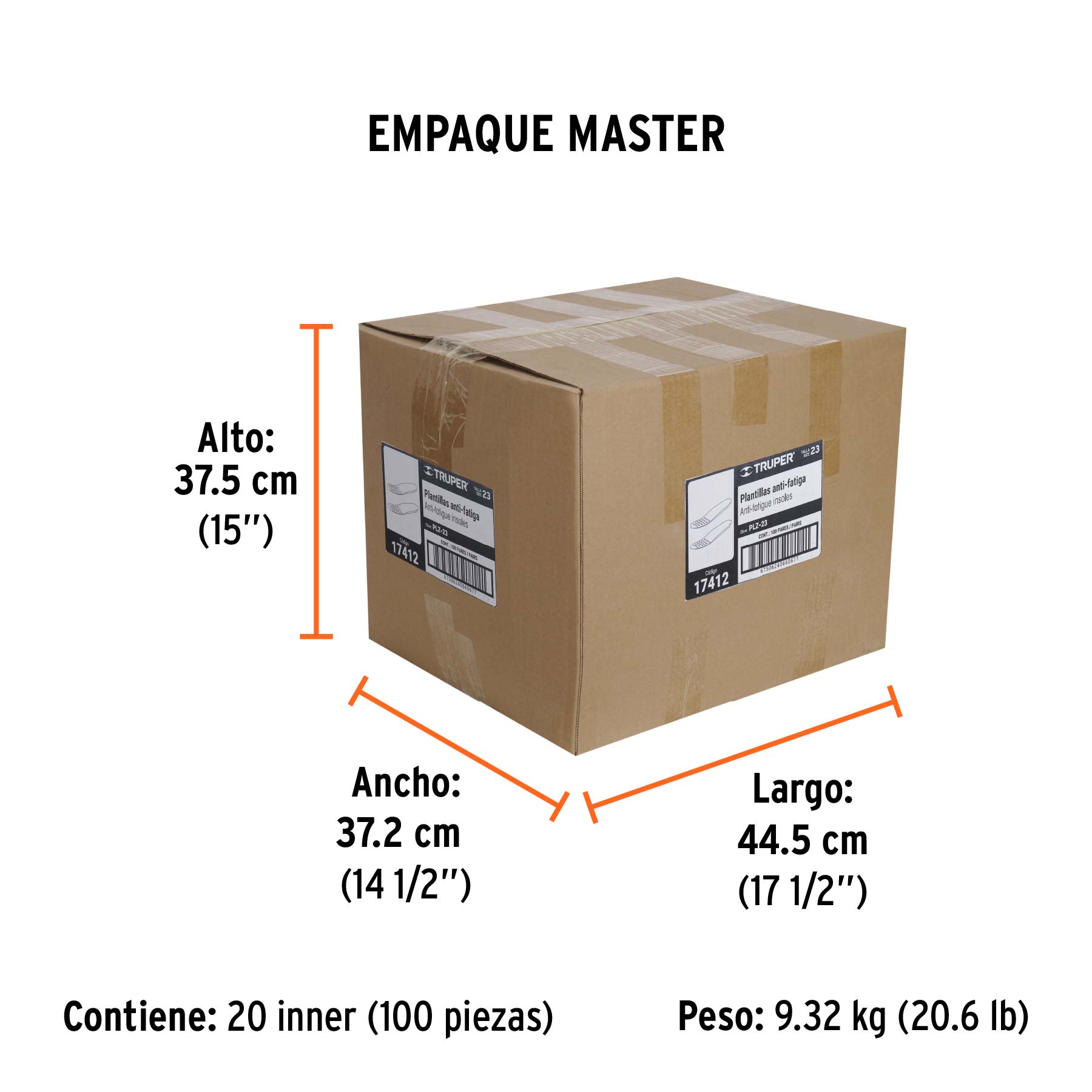 Bolsa con par de plantillas de poliuretano p/zapato talla 23 - Empaque
