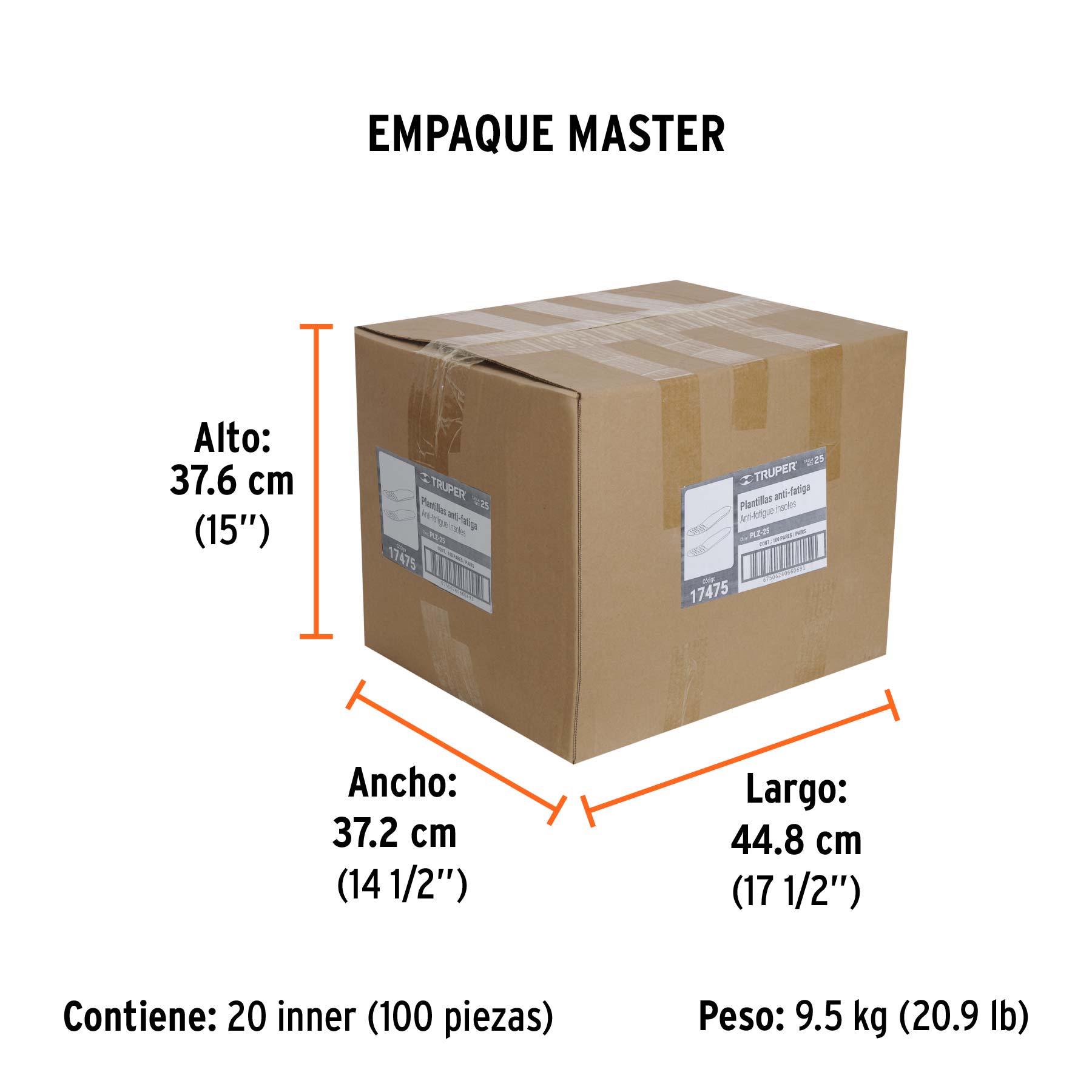 Bolsa con par de plantillas de poliuretano p/zapato talla 25 - Empaque