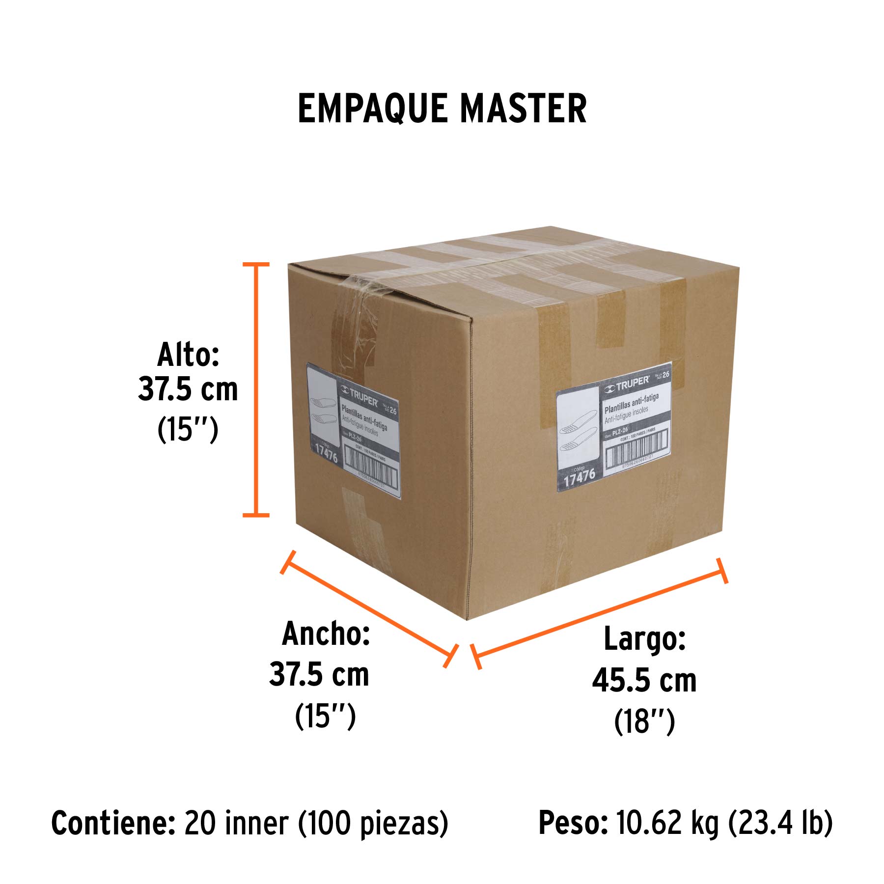 Bolsa con par de plantillas de poliuretano p/zapato talla 26 - Empaque