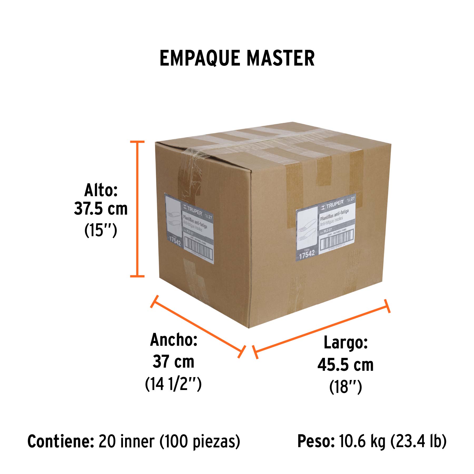 Bolsa con par de plantillas de poliuretano p/zapato talla 27 - Empaque