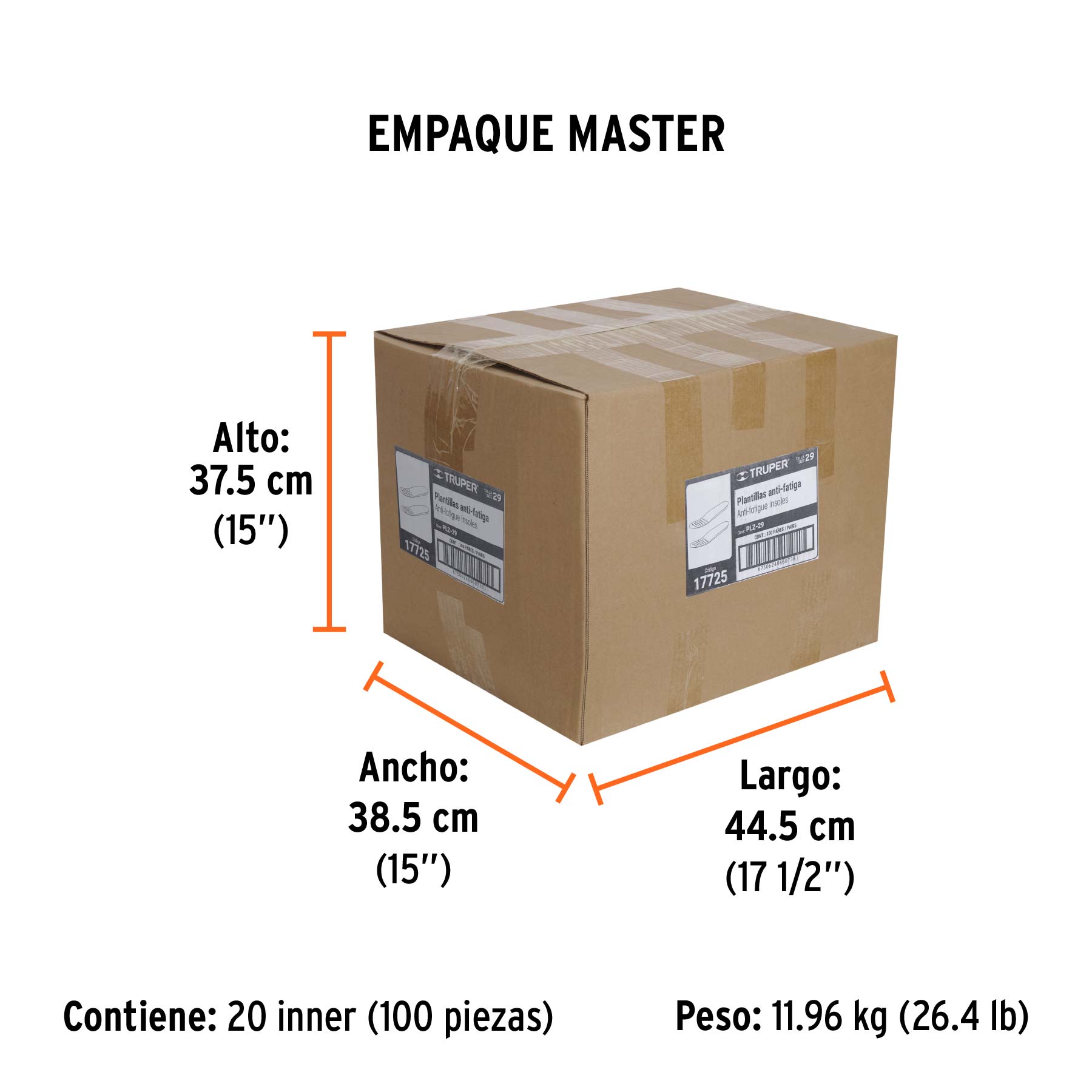 Bolsa con par de plantillas de poliuretano p/zapato talla 29 - Empaque