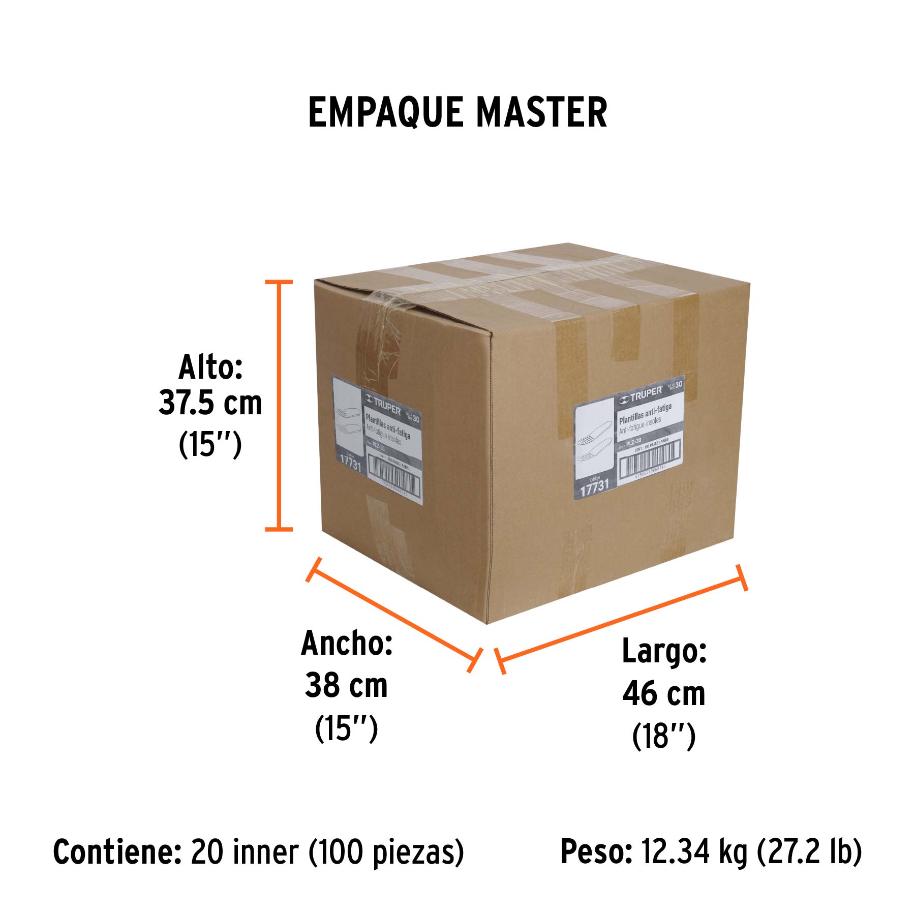 Bolsa con par de plantillas de poliuretano p/zapato talla 30 - Empaque