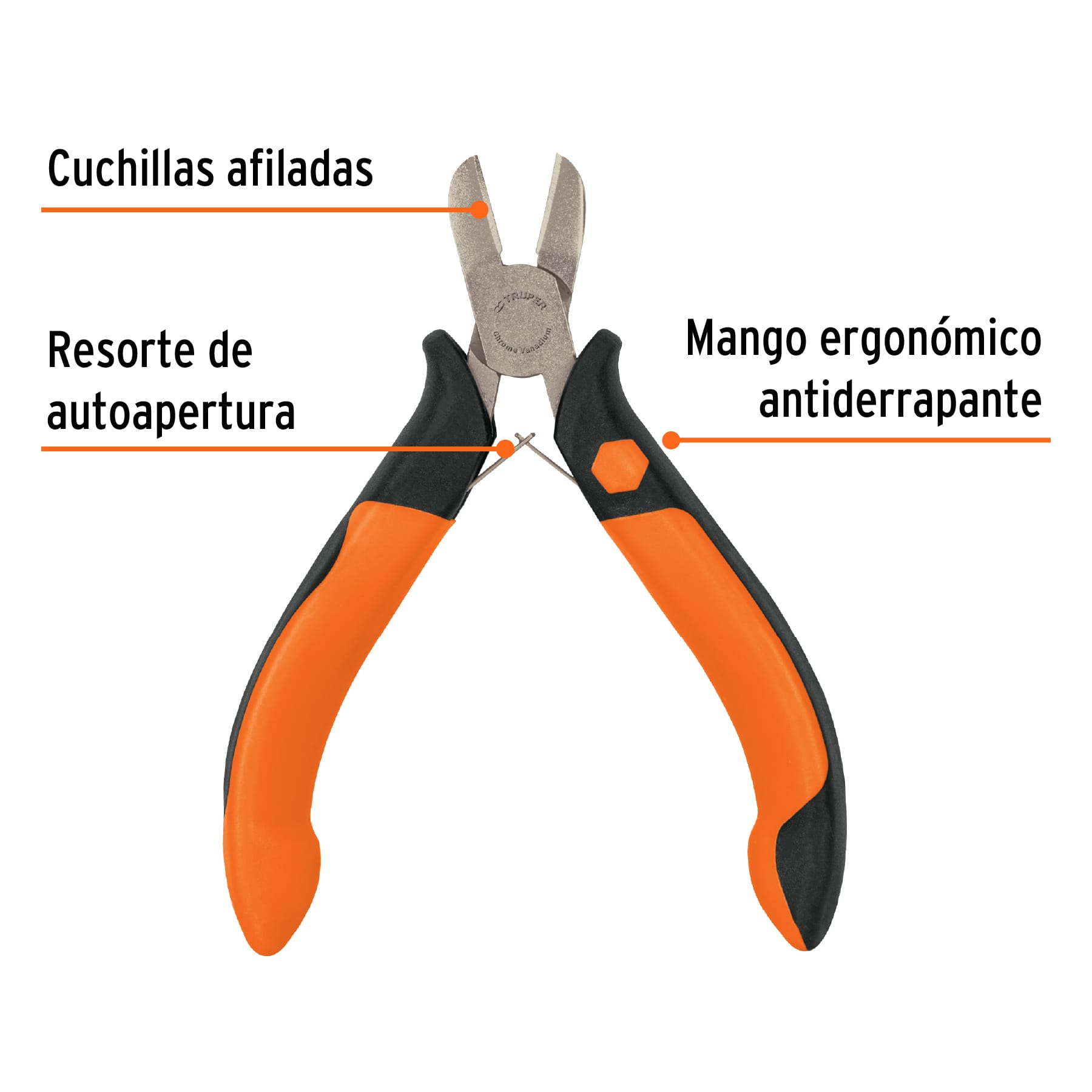 Mini pinza de corte diagonal 4" mango Comfort Grip, TRUPER