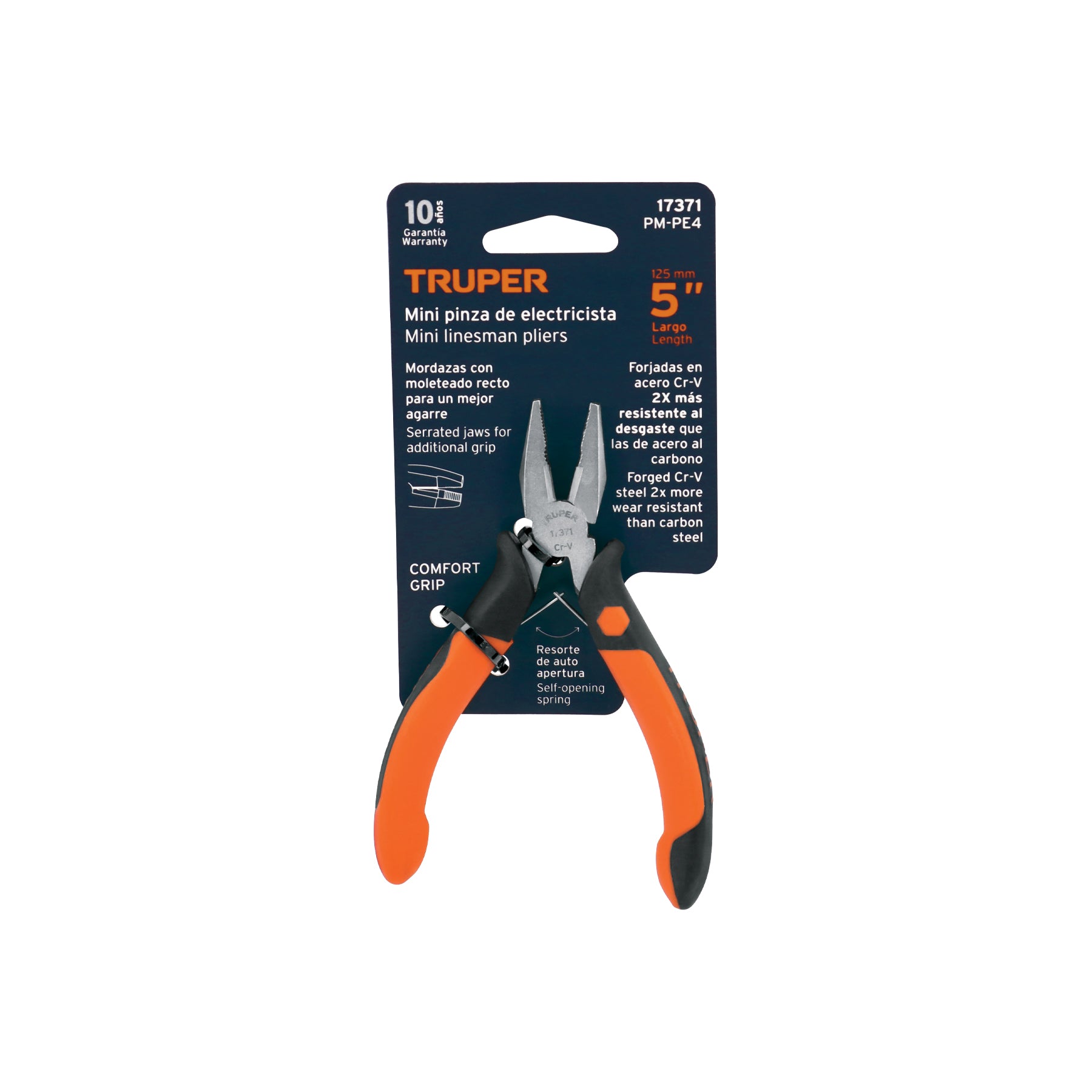 Mini pinza para electricista 5" mango Comfort Grip, TRUPER