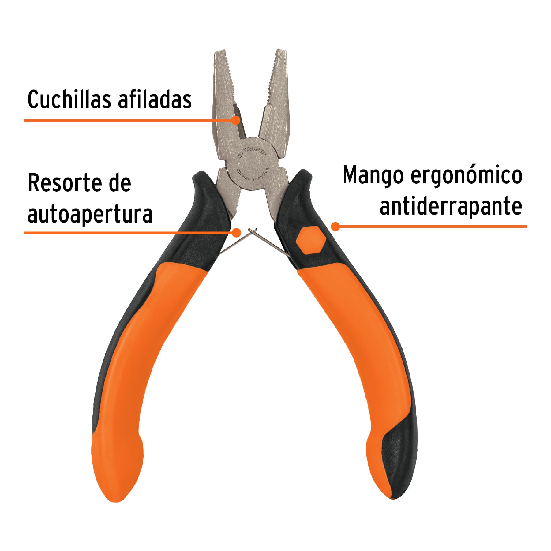 Mini pinza para electricista 5" mango Comfort Grip, TRUPER