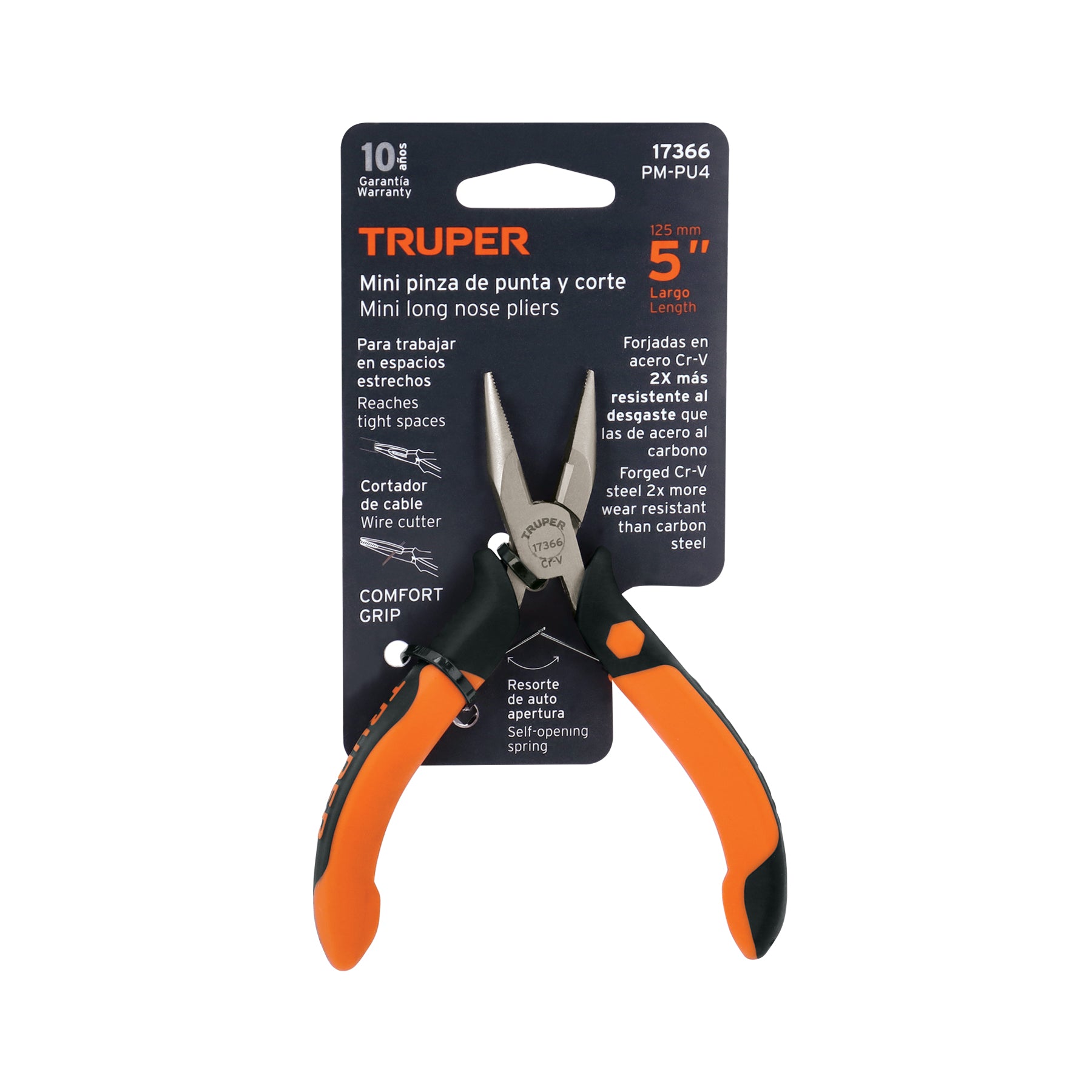Mini pinza de punta y corte 5" mango Comfort Grip, TRUPER