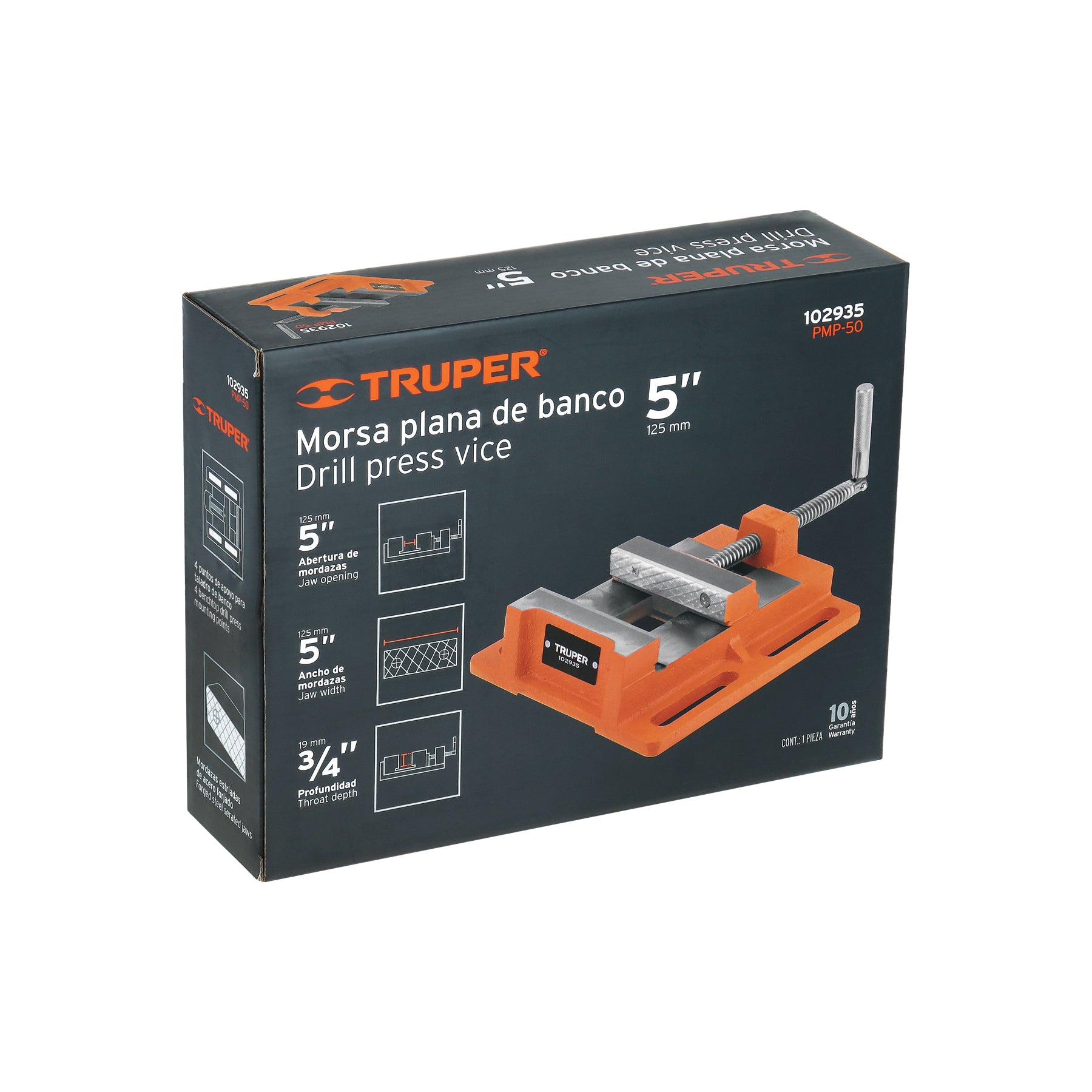 Prensa morsa plana, apertura 5" (125 mm), TRUPER