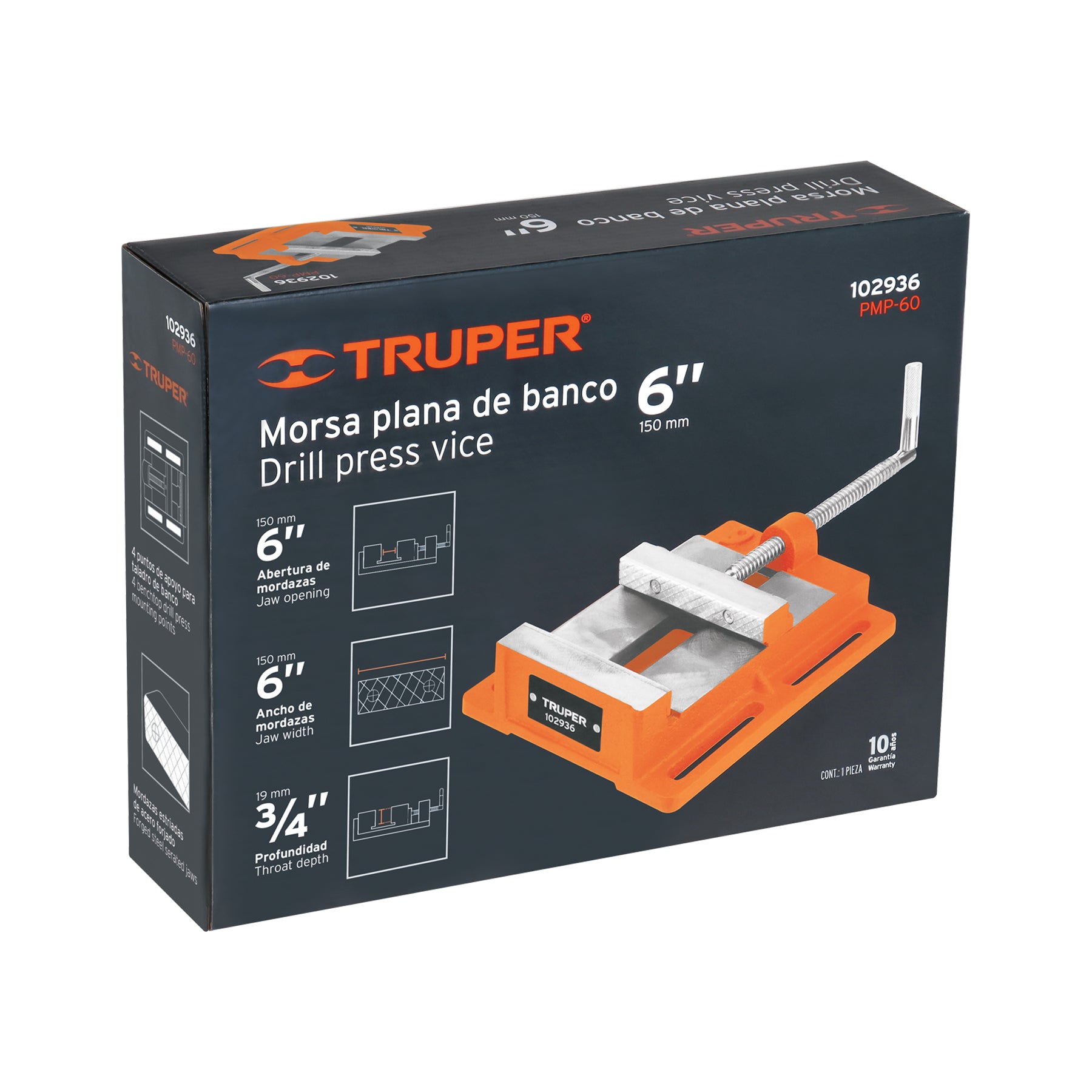 Prensa morsa plana, apertura 6" (150 mm), TRUPER