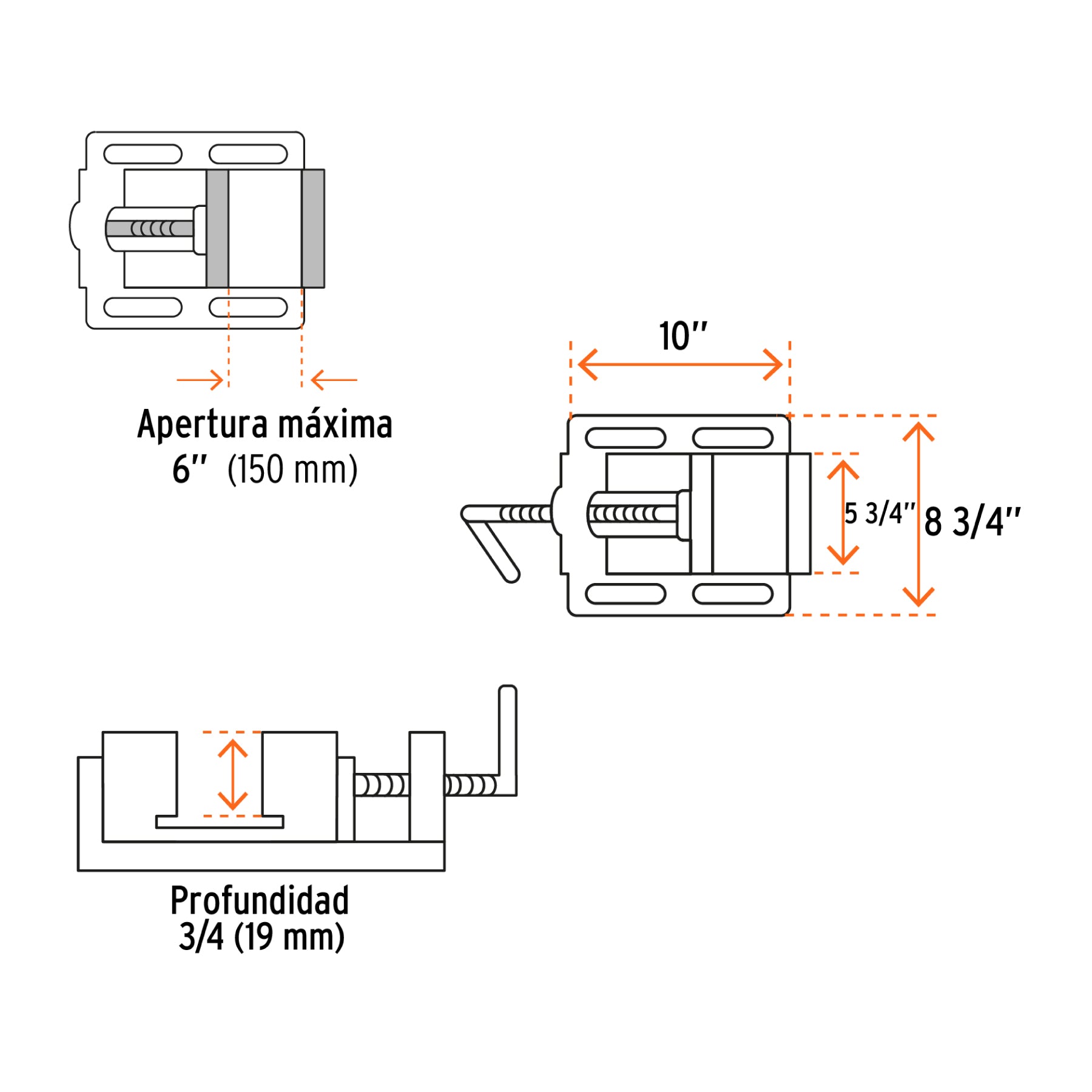 Prensa morsa plana, apertura 6" (150 mm), TRUPER