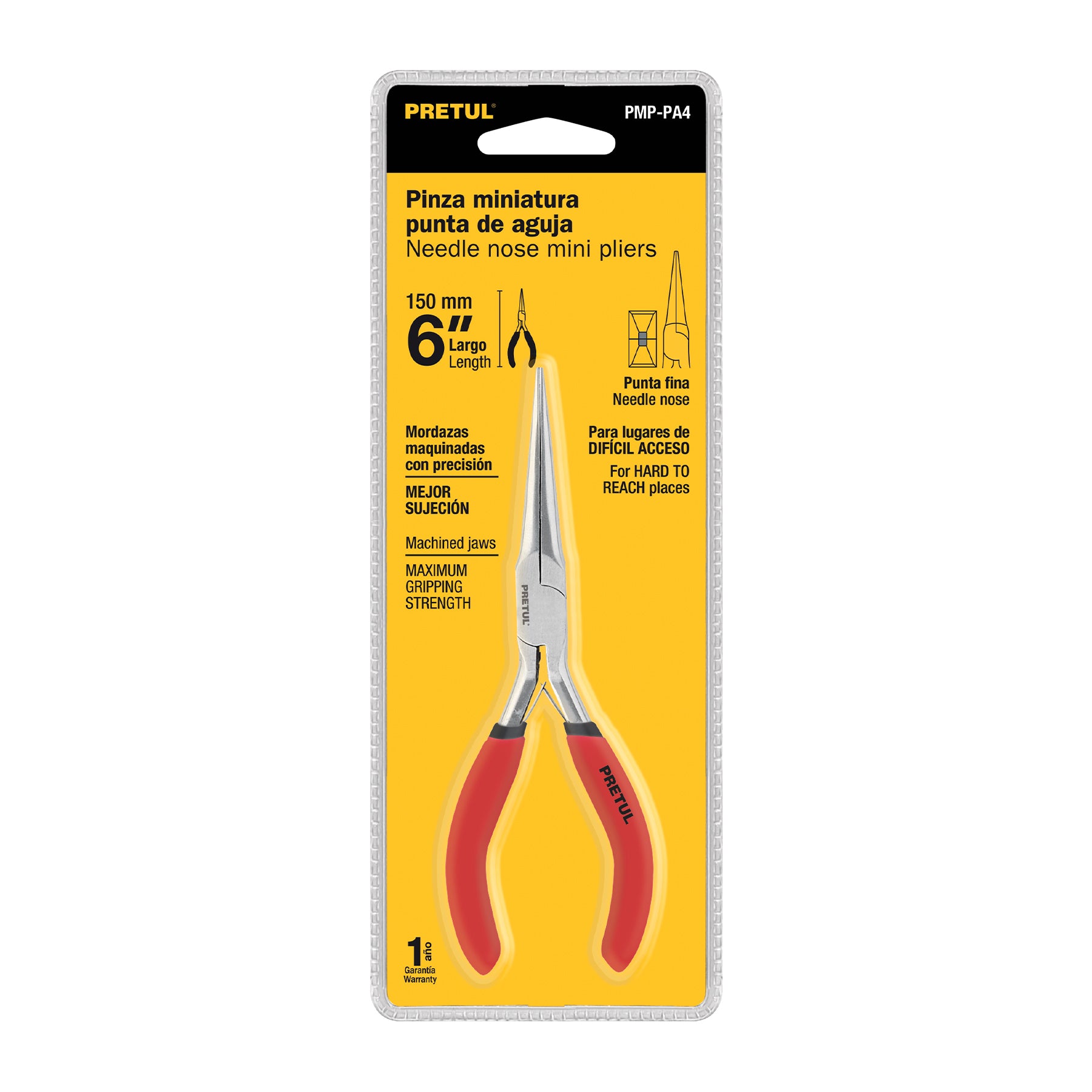Mini pinza de punta de aguja 6", PRETUL