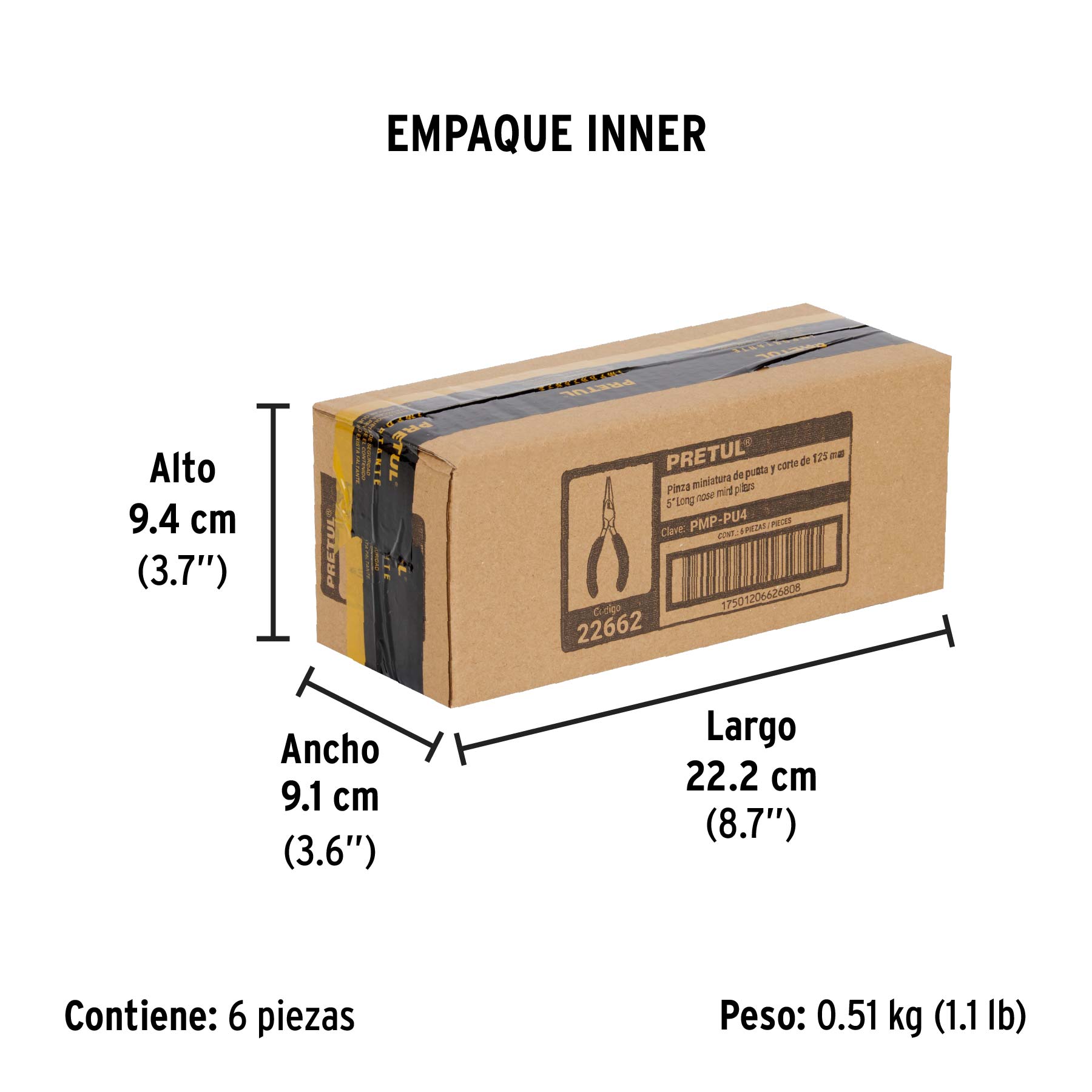 Mini pinza de punta y corte 5", PRETUL - Empaque