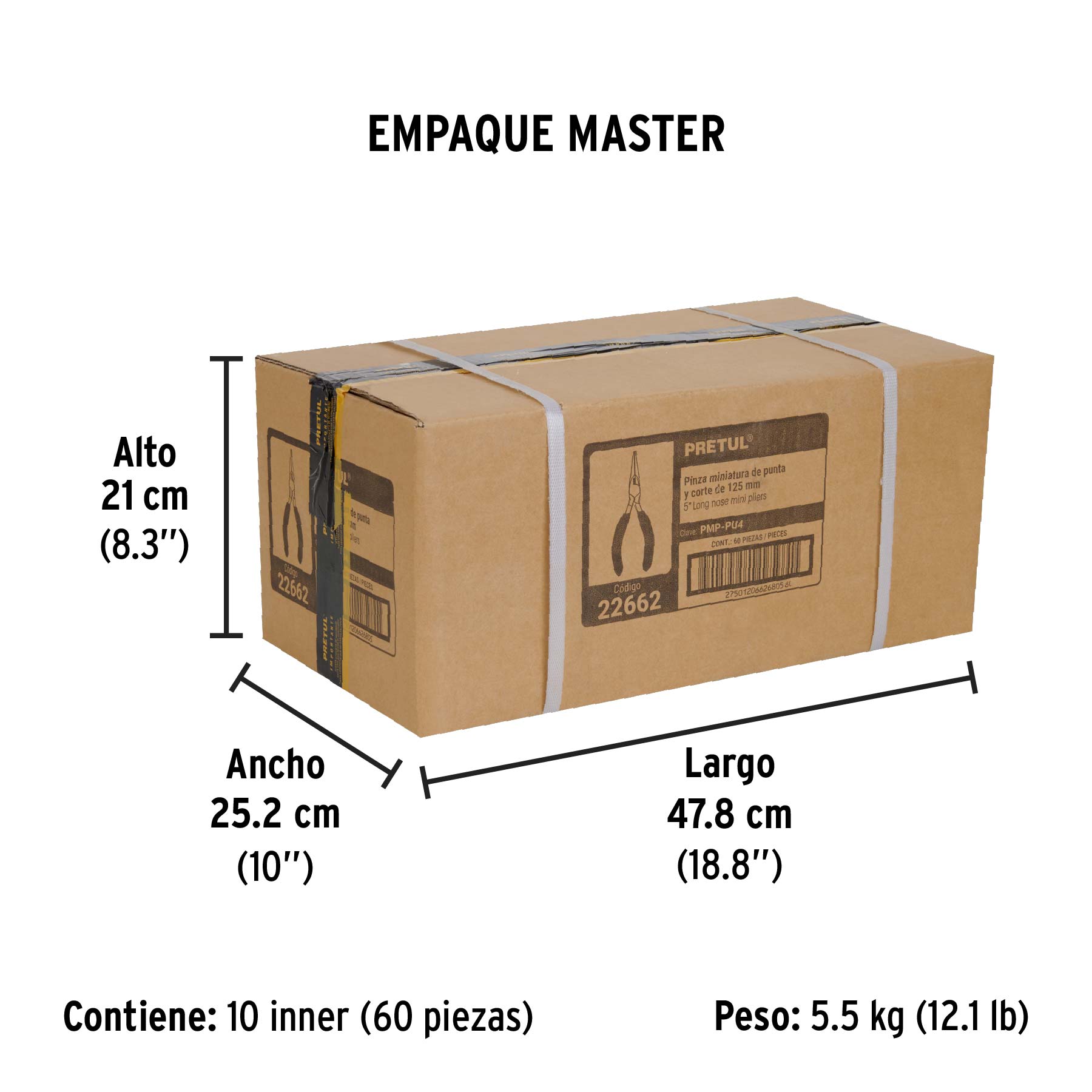 Mini pinza de punta y corte 5", PRETUL - Empaque