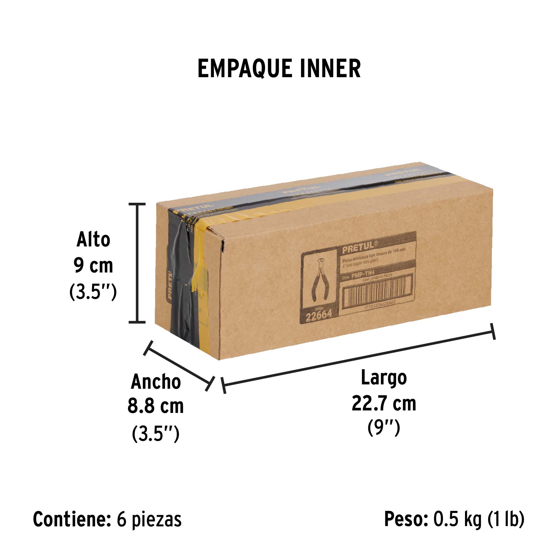 Mini pinza tipo tenaza 4", PRETUL - Empaque