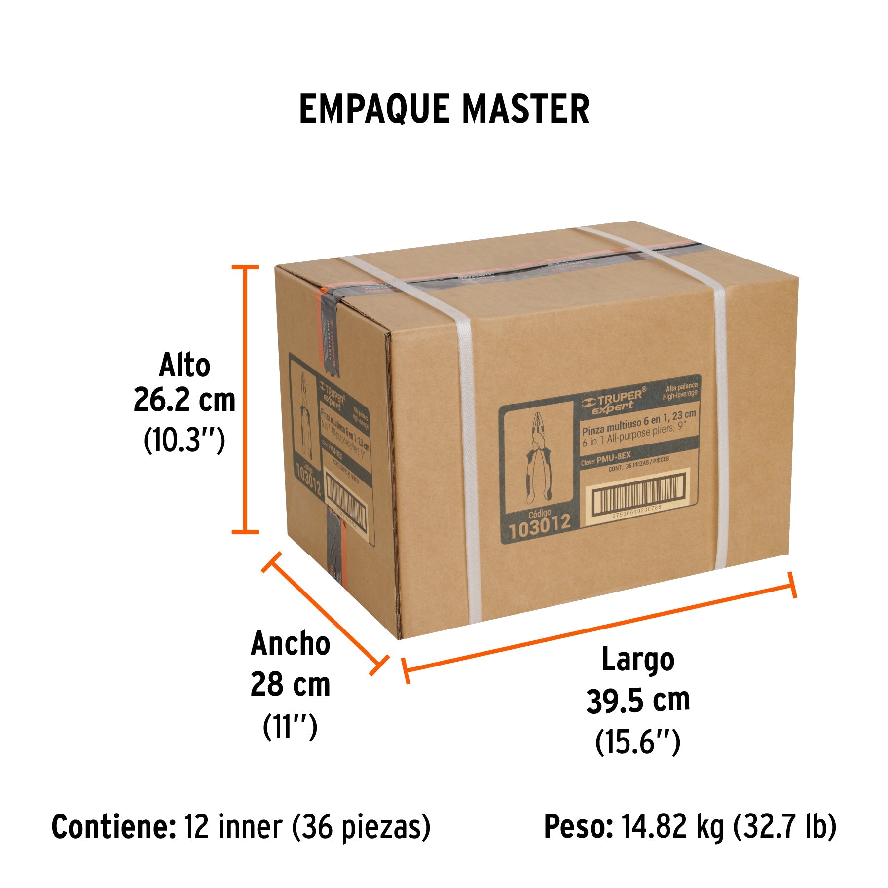 Pinza multiuso 9" electricista, comfort grip, TRUPER EXPERT - Empaque