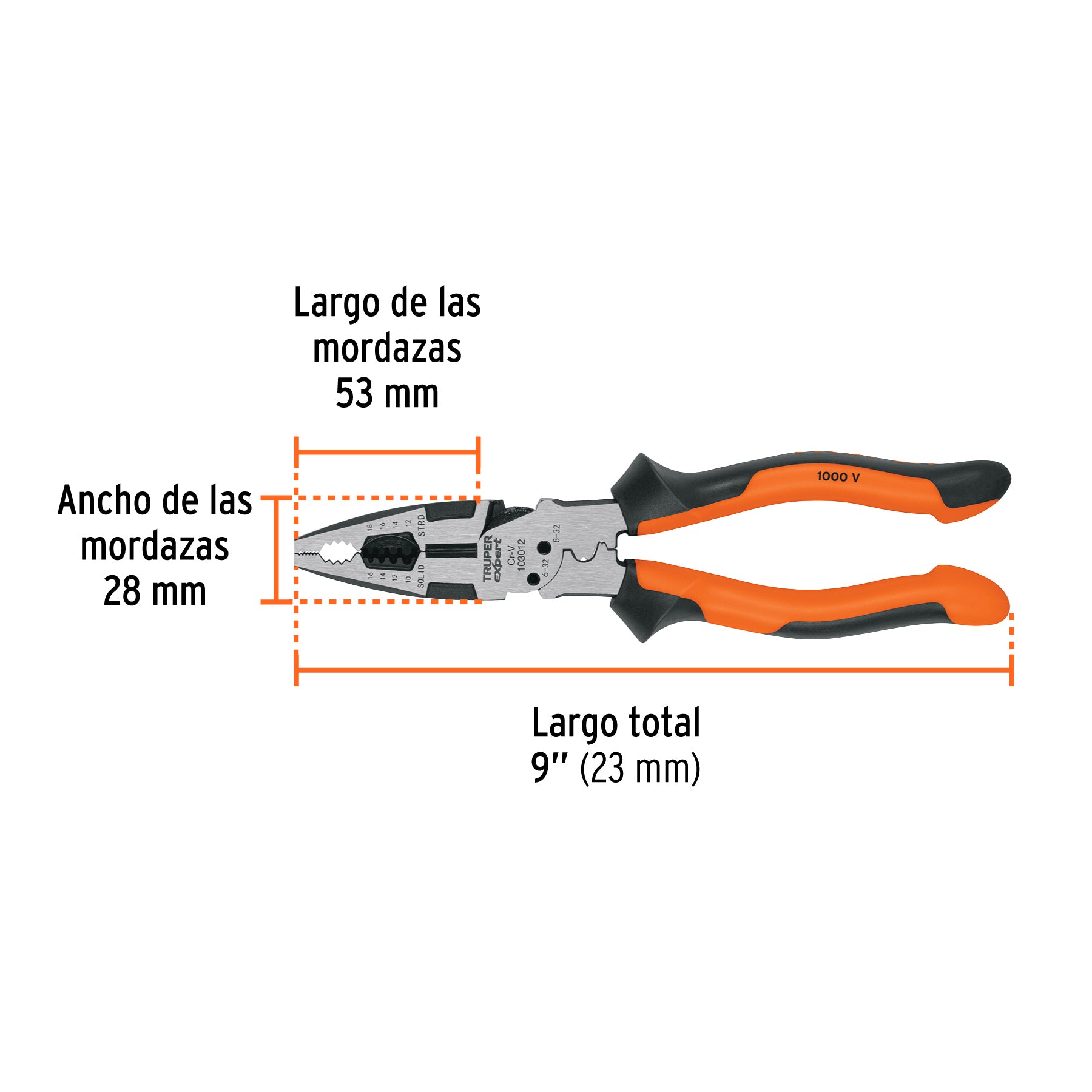 Pinza multiuso 9" electricista, comfort grip, TRUPER EXPERT