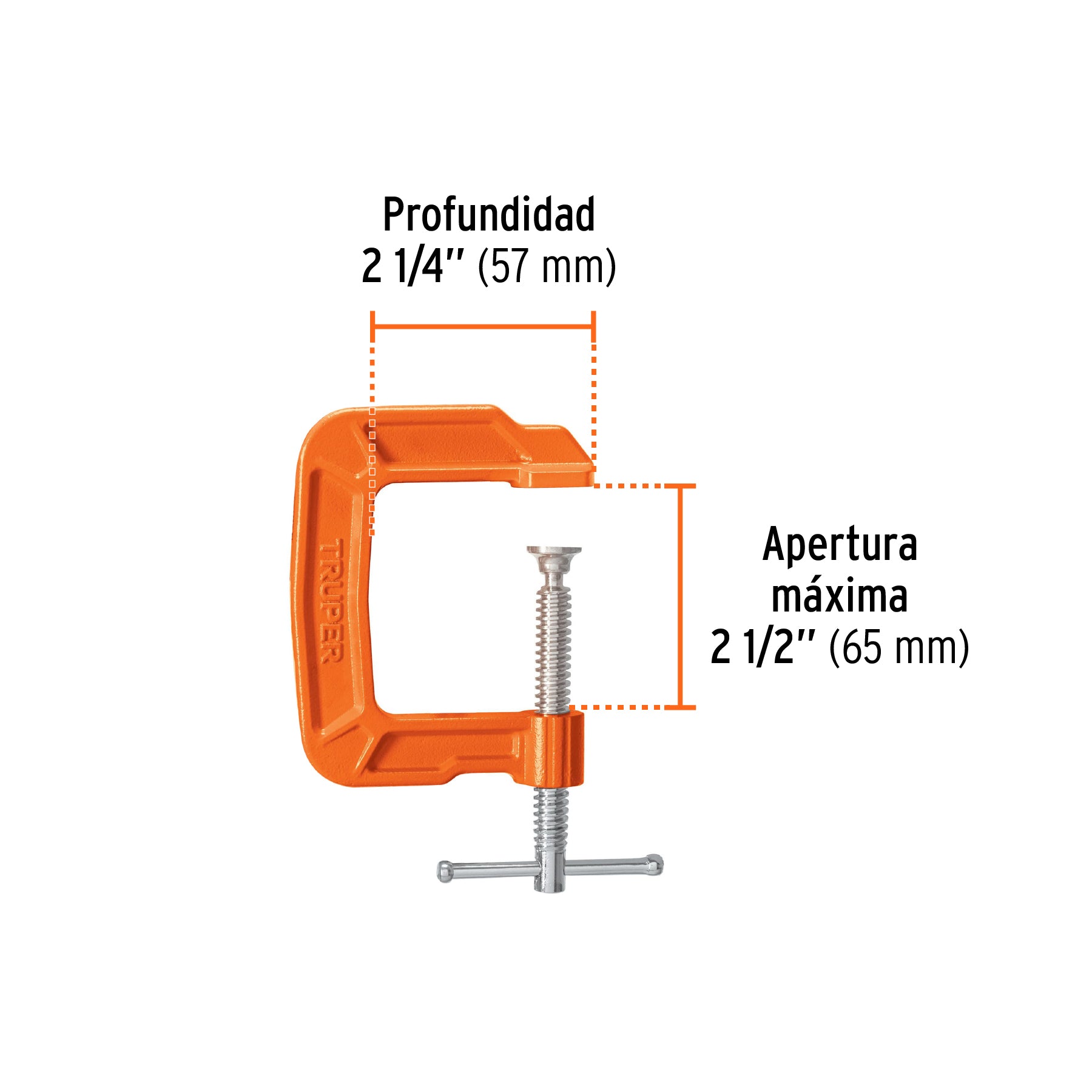 Prensa profunda 2-1/2" de hierro dúctil para carpintería