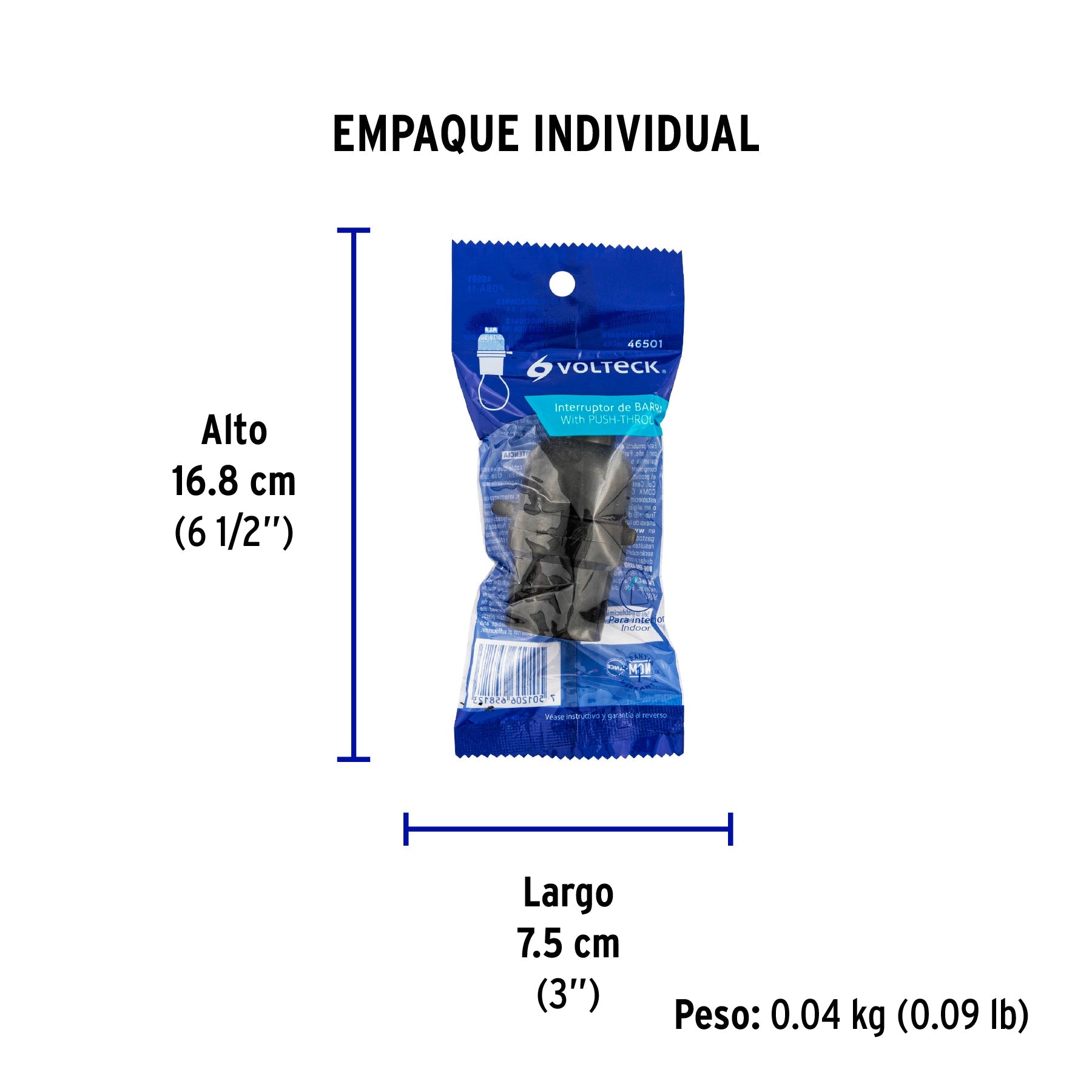 Portalámpara de baquelita, con interruptor de barra, VOLTECK - Empaque