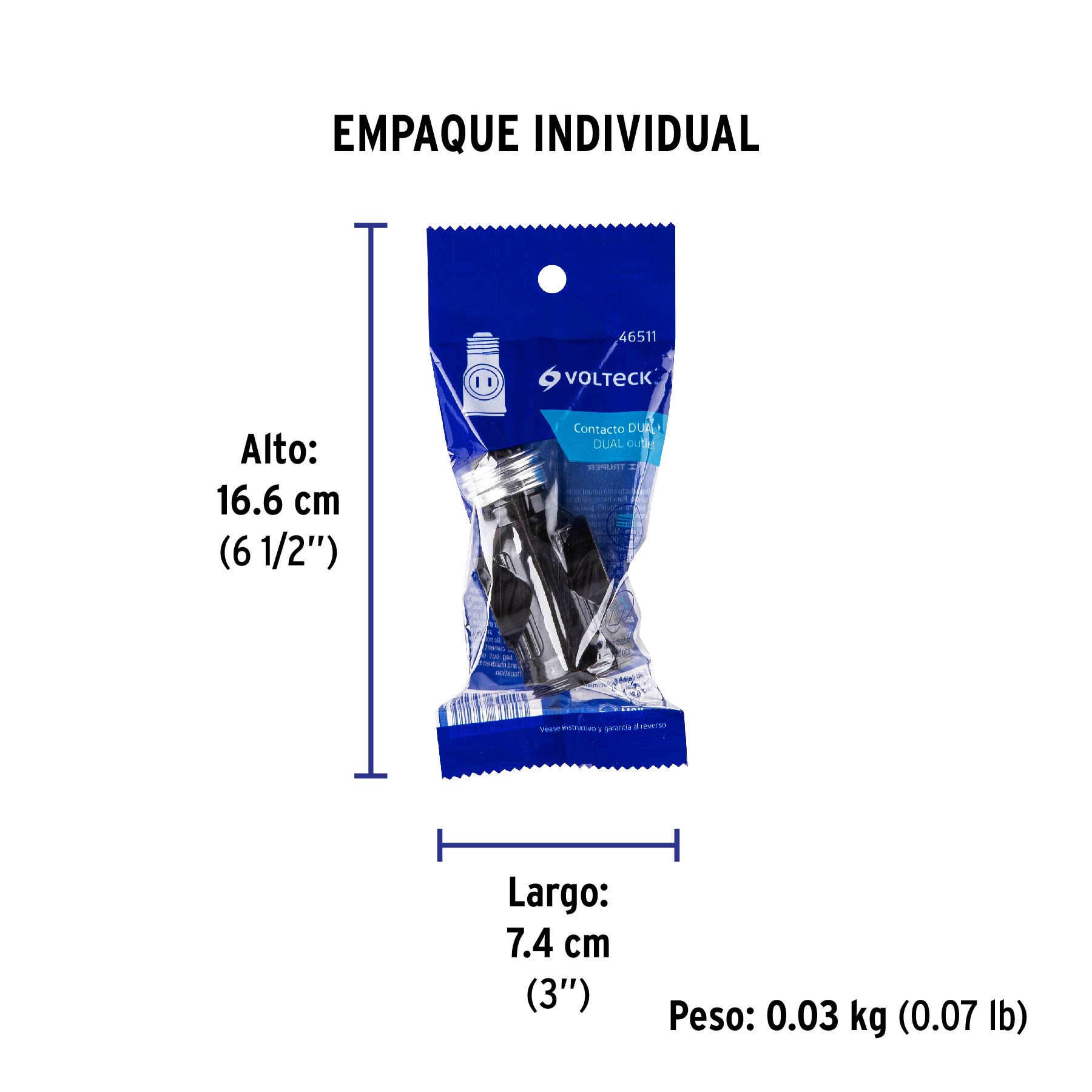 Portalámpara de baquelita, doble contacto, VOLTECK - Empaque
