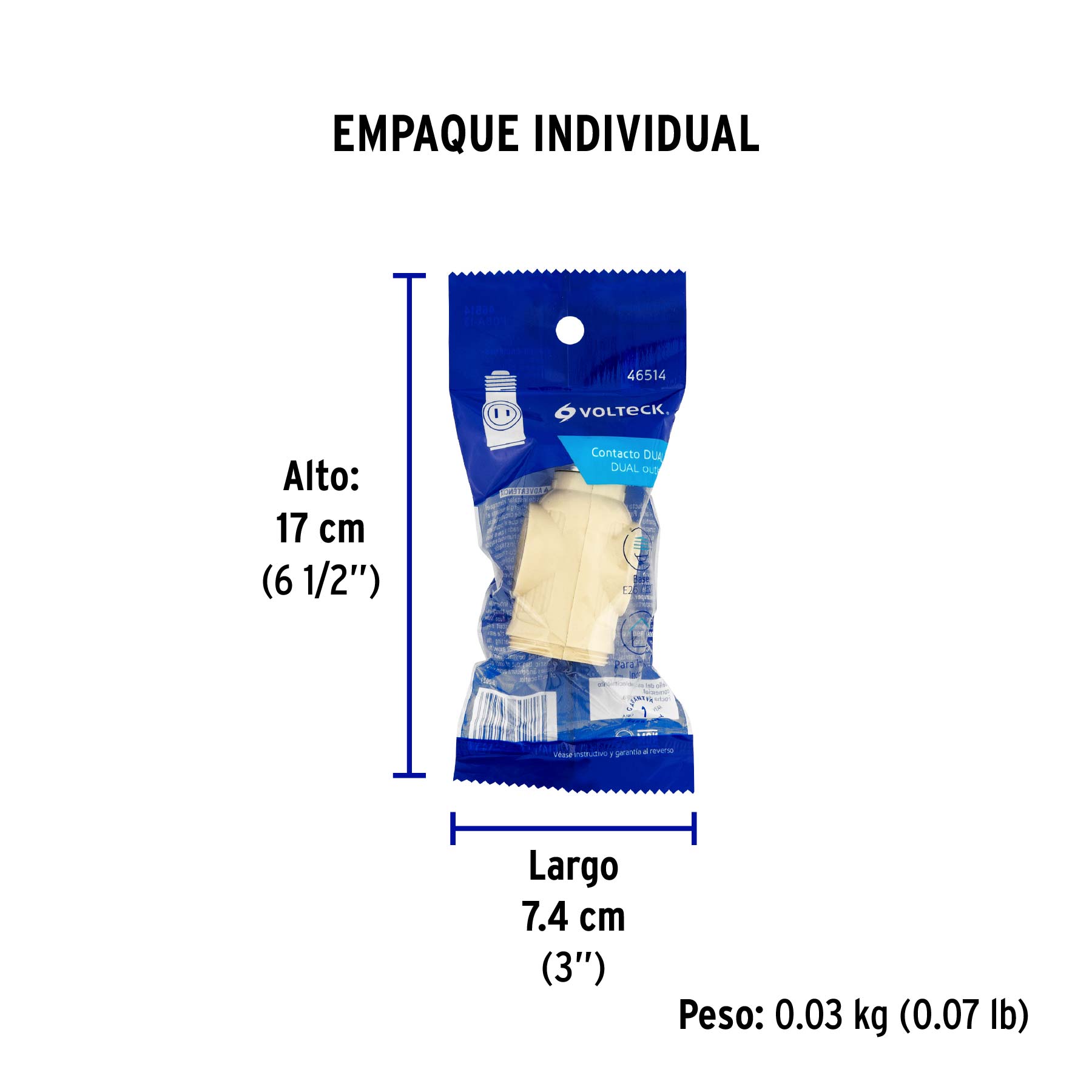 Portalámpara de baquelita, con doble contacto, VOLTECK - Empaque