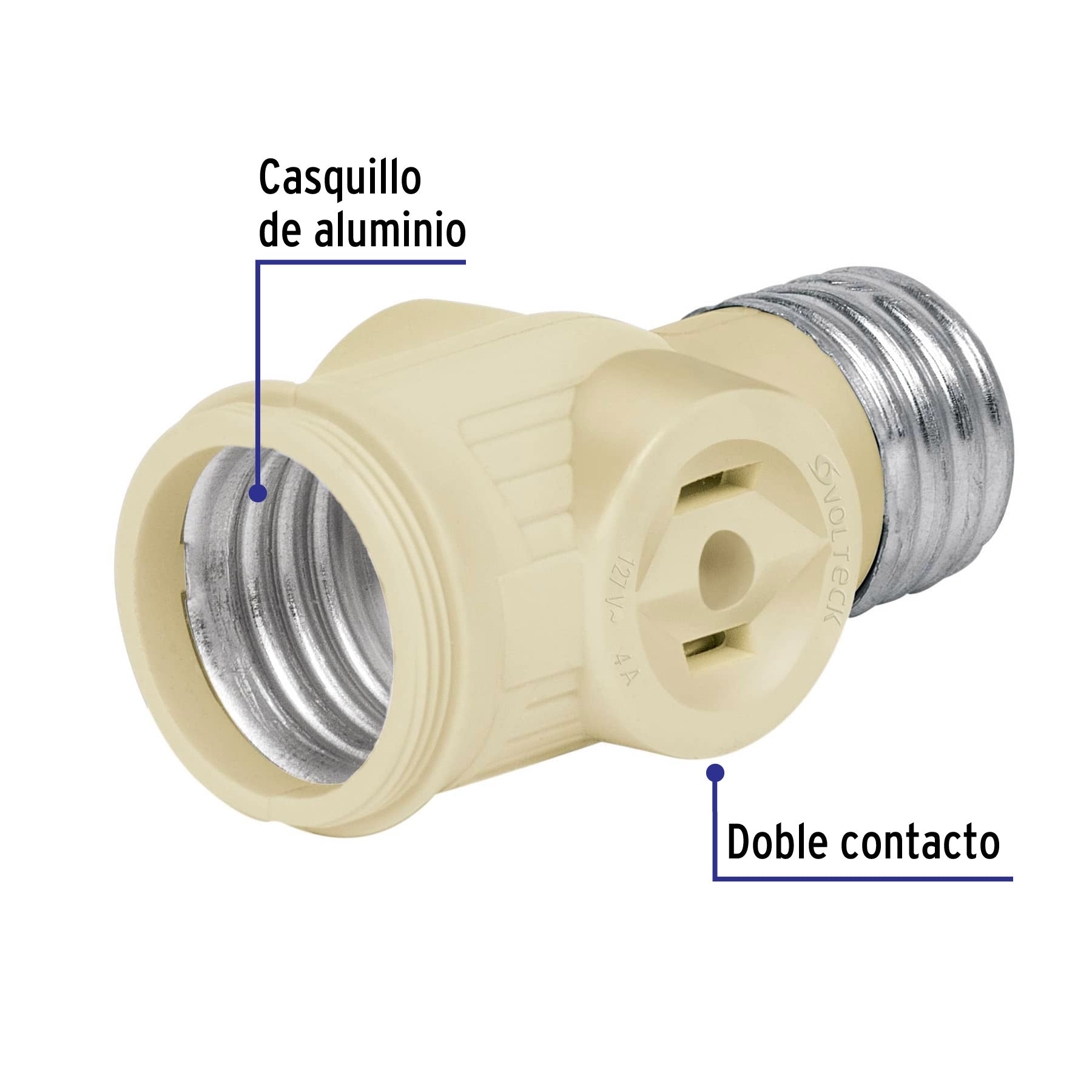 Portalámpara de baquelita, con doble contacto, VOLTECK