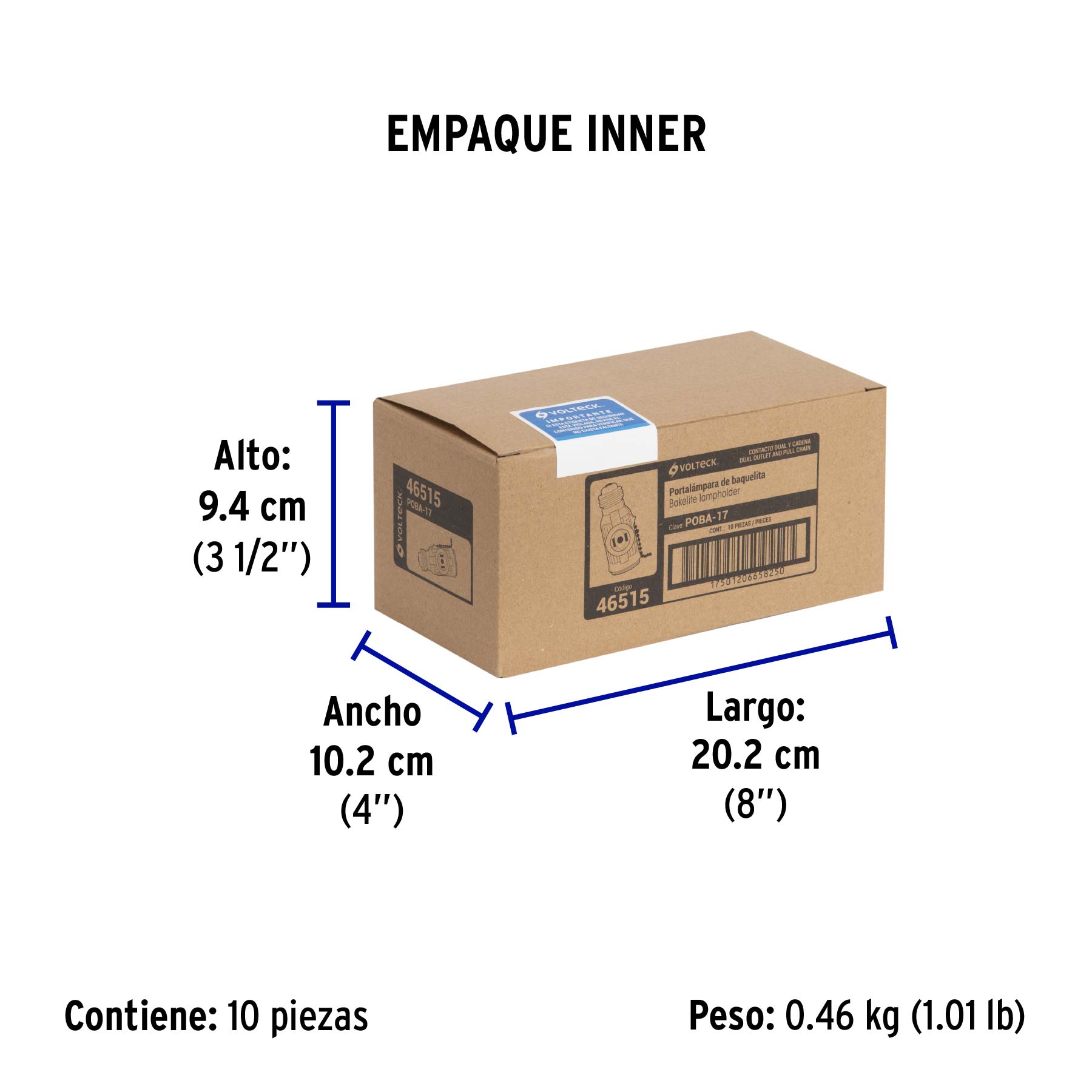 Portalámpara de baquelita, con interruptor de cadena VOLTECK - Empaque