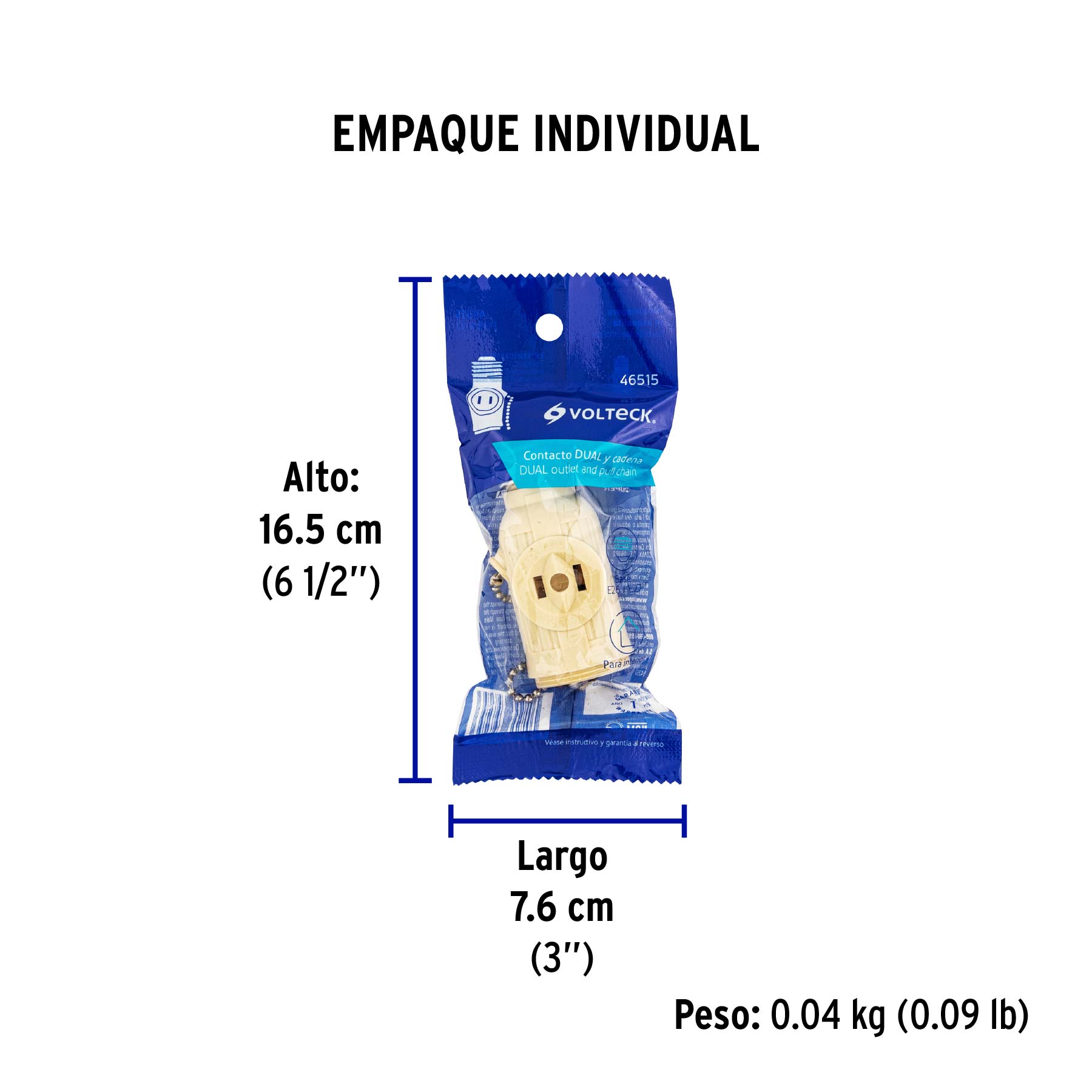 Portalámpara de baquelita, con interruptor de cadena VOLTECK - Empaque