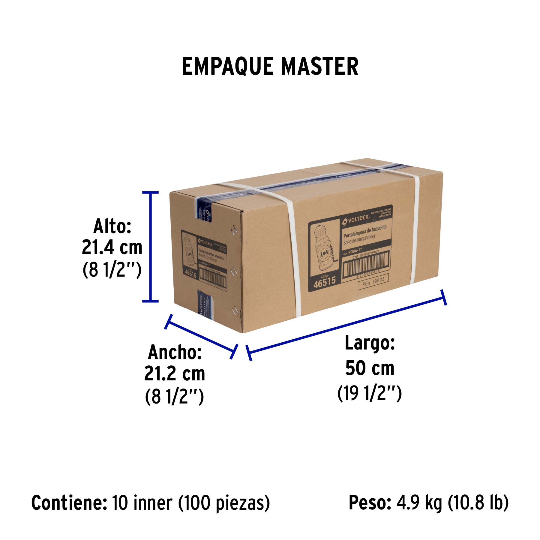 Portalámpara de baquelita, con interruptor de cadena VOLTECK - Empaque