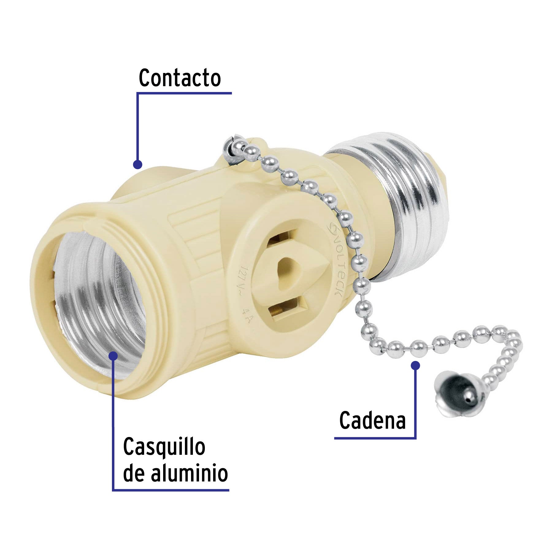 Portalámpara de baquelita, con interruptor de cadena VOLTECK