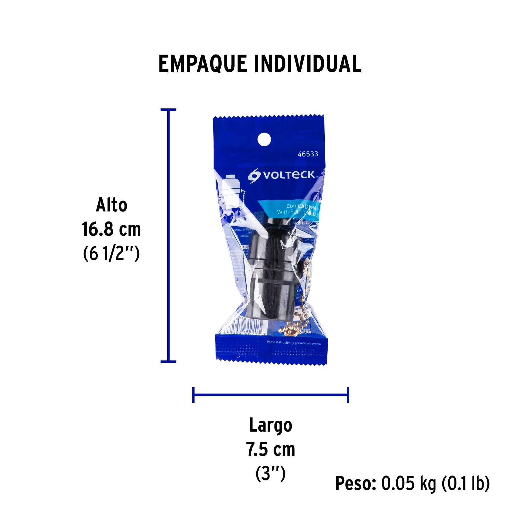 Portalámpara de baquelita, con interruptor de cadena VOLTECK - Empaque