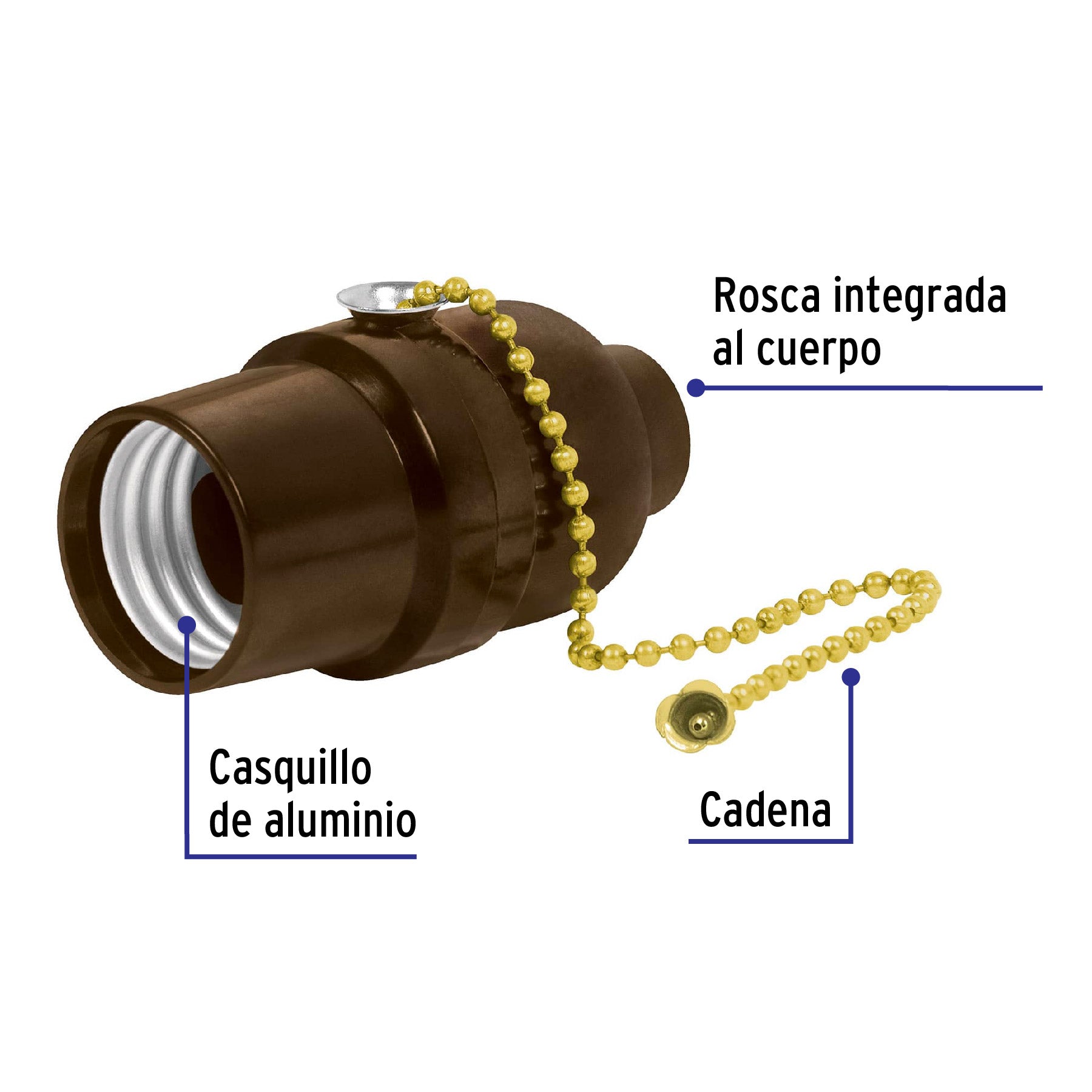 Portalámpara de baquelita, con interruptor de cadena VOLTECK