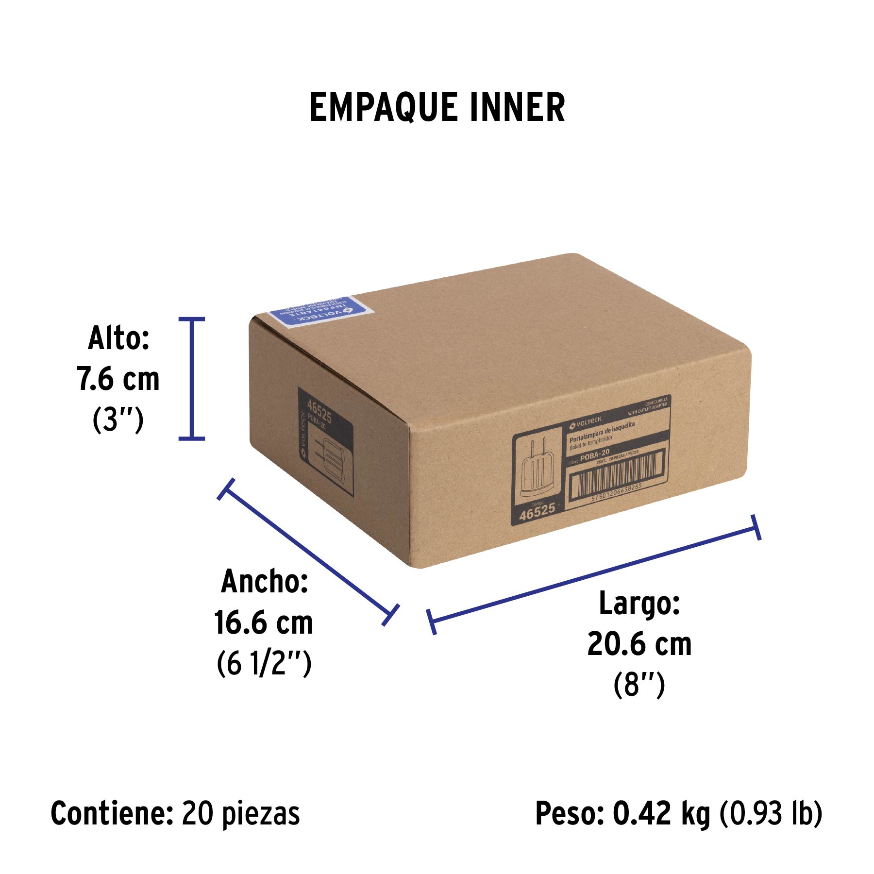 Portalámpara de baquelita, con adaptador, marfil, VOLTECK - Empaque