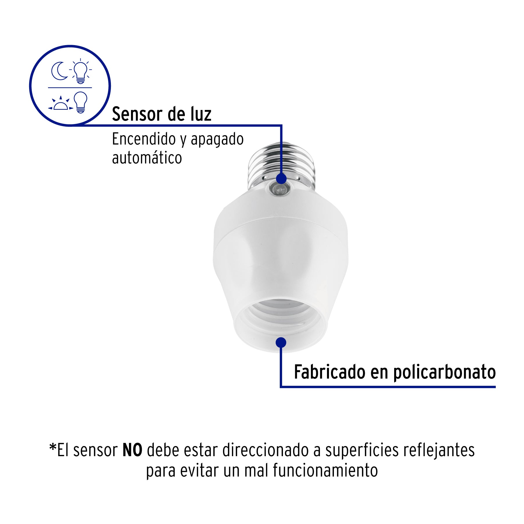 Portalámpara con sensor de luz, VOLTECK