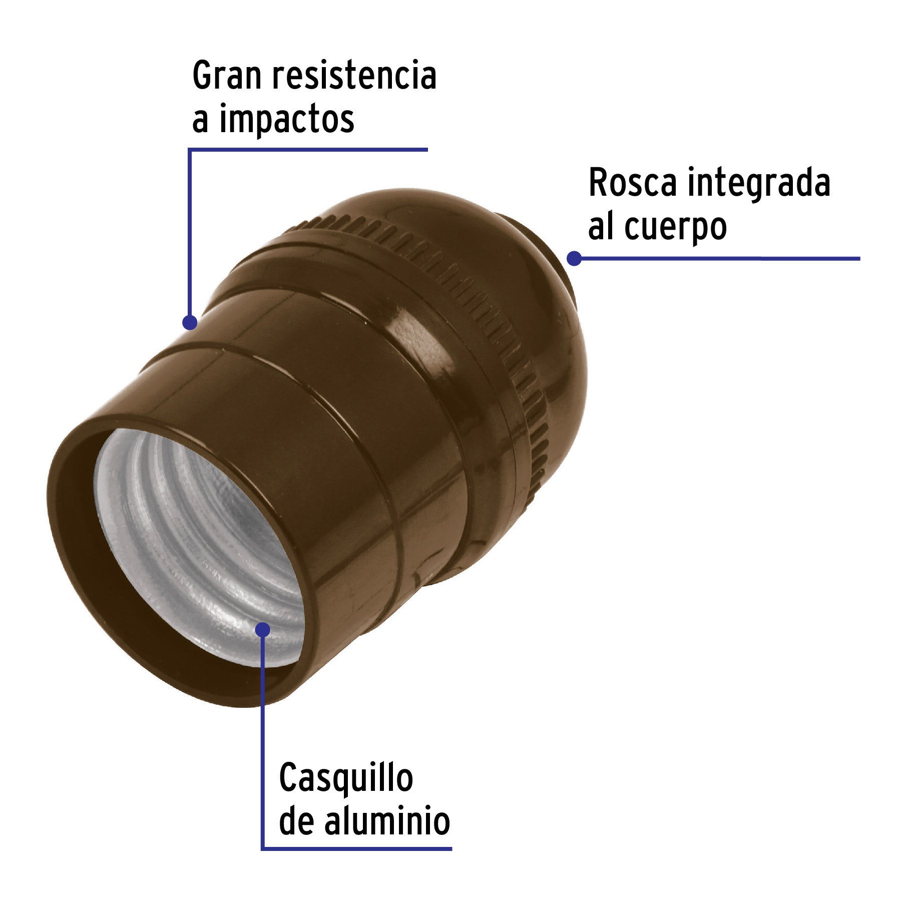 Portalámpara de policarbonato, sencillo, VOLTECK