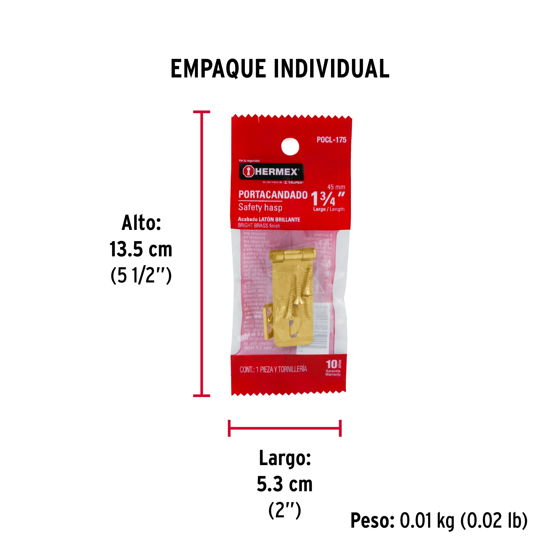 Portacandado de acero latonado 1-3/4", HERMEX - Empaque