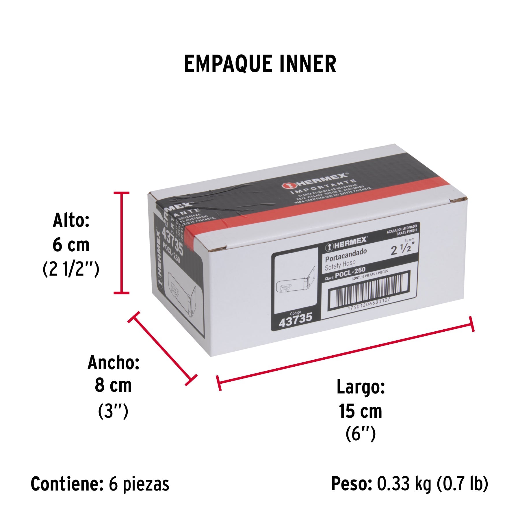 Portacandado de acero latonado 2-1/2", HERMEX - Empaque