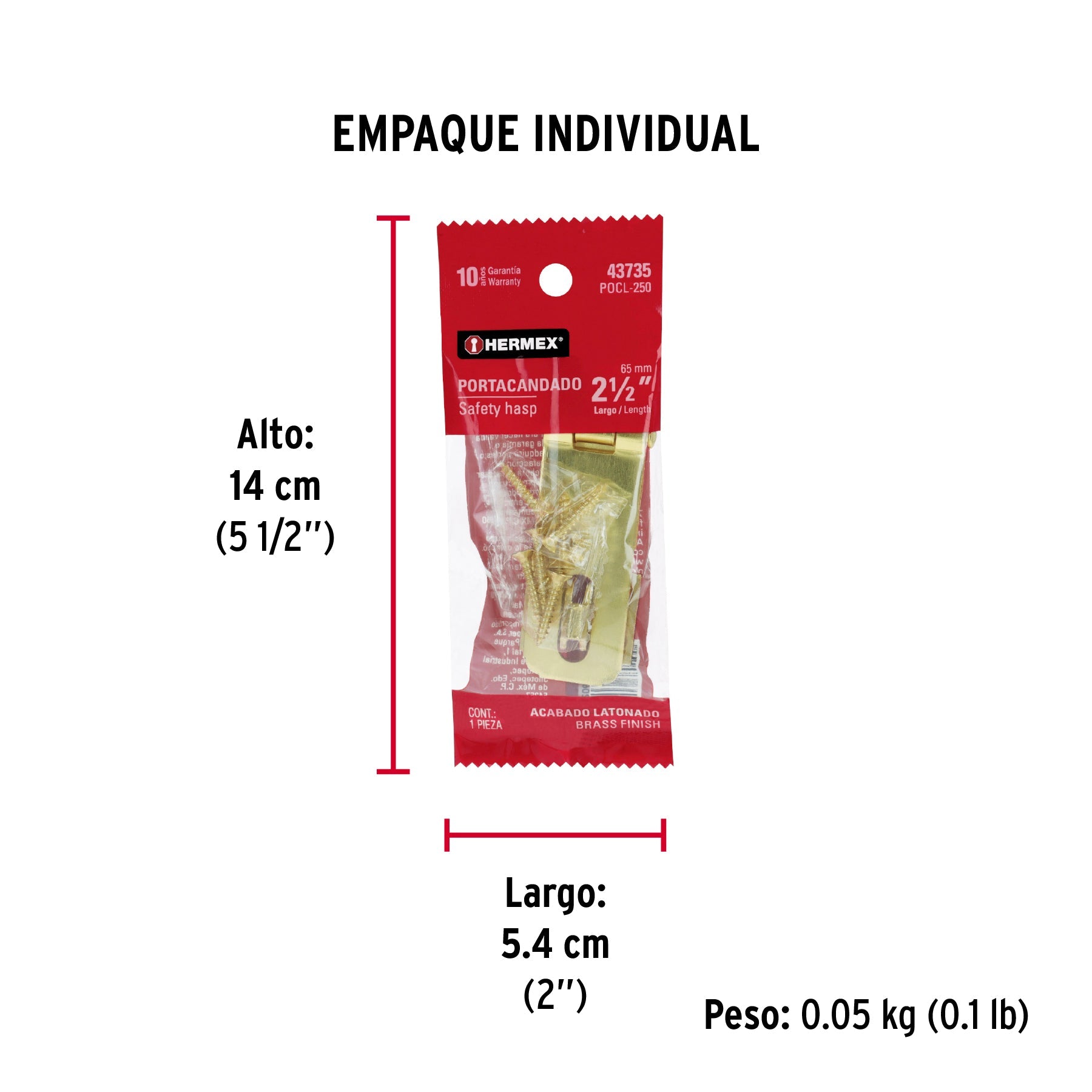 Portacandado de acero latonado 2-1/2", HERMEX - Empaque