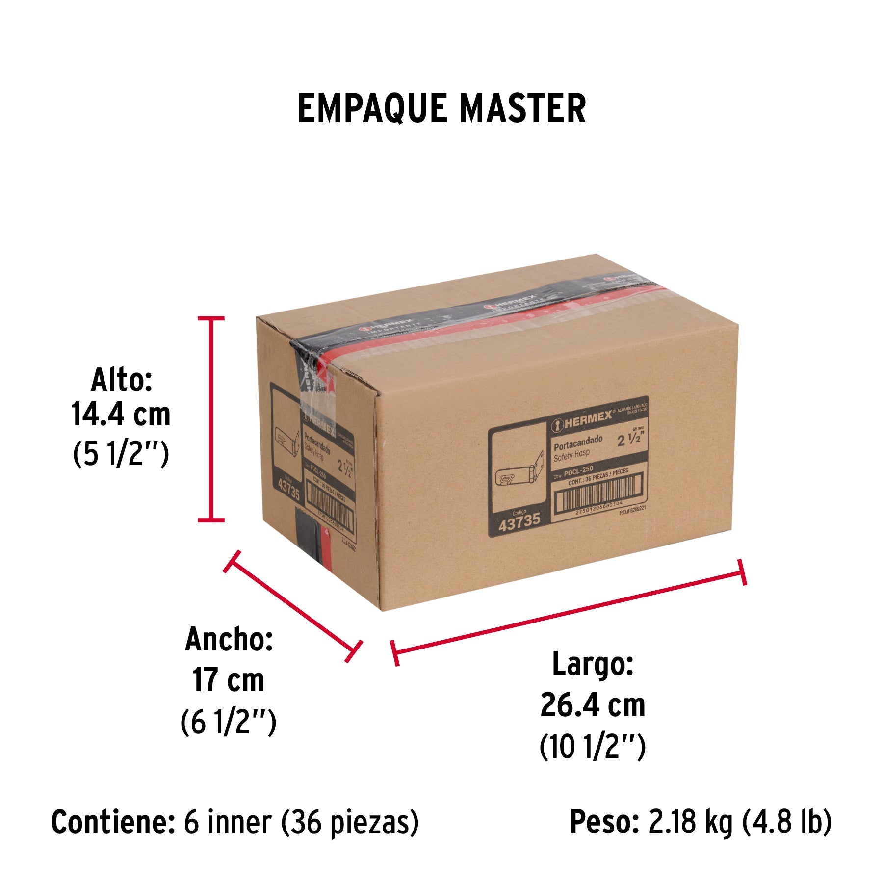 Portacandado de acero latonado 2-1/2", HERMEX - Empaque