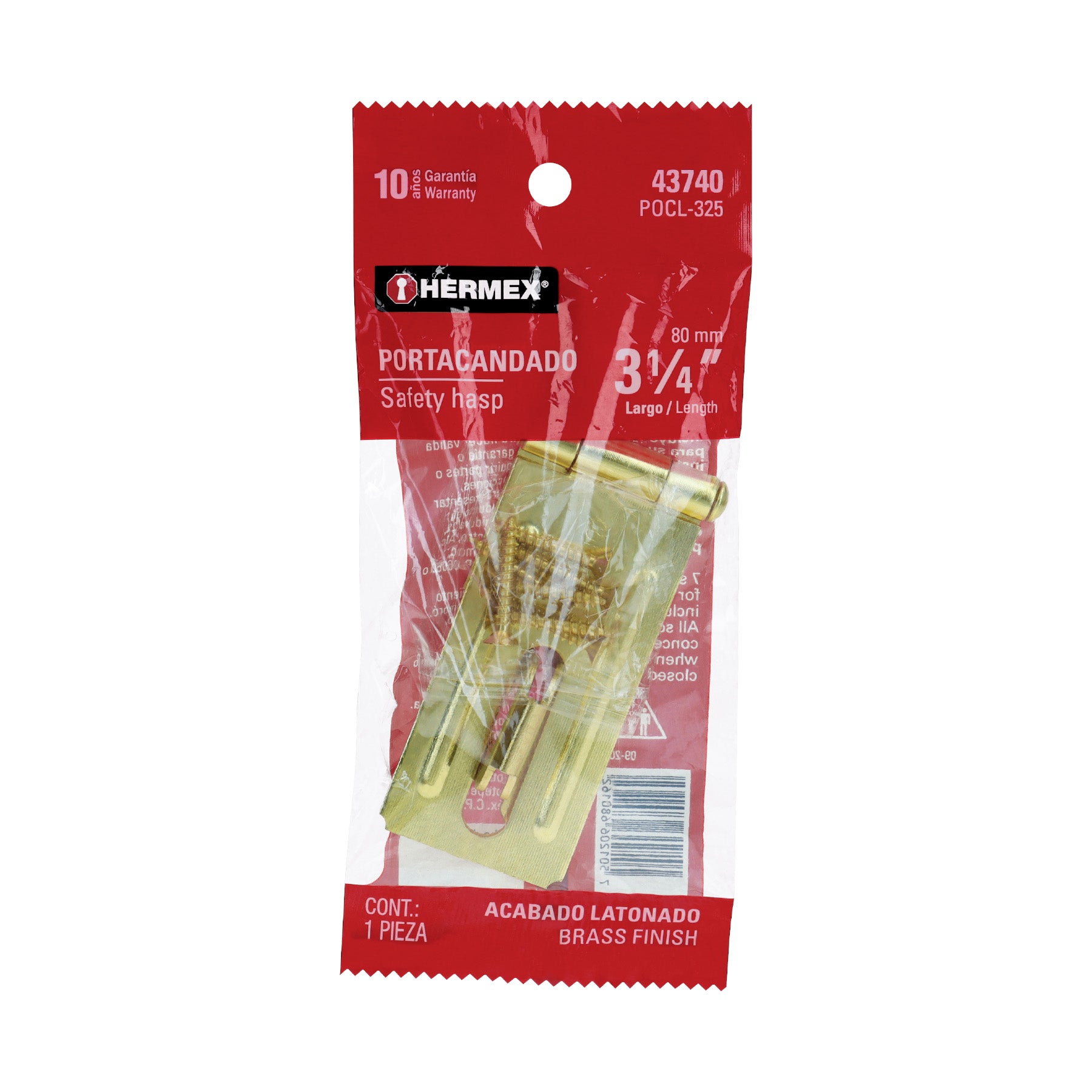 Portacandado de acero latonado 3-1/4", HERMEX