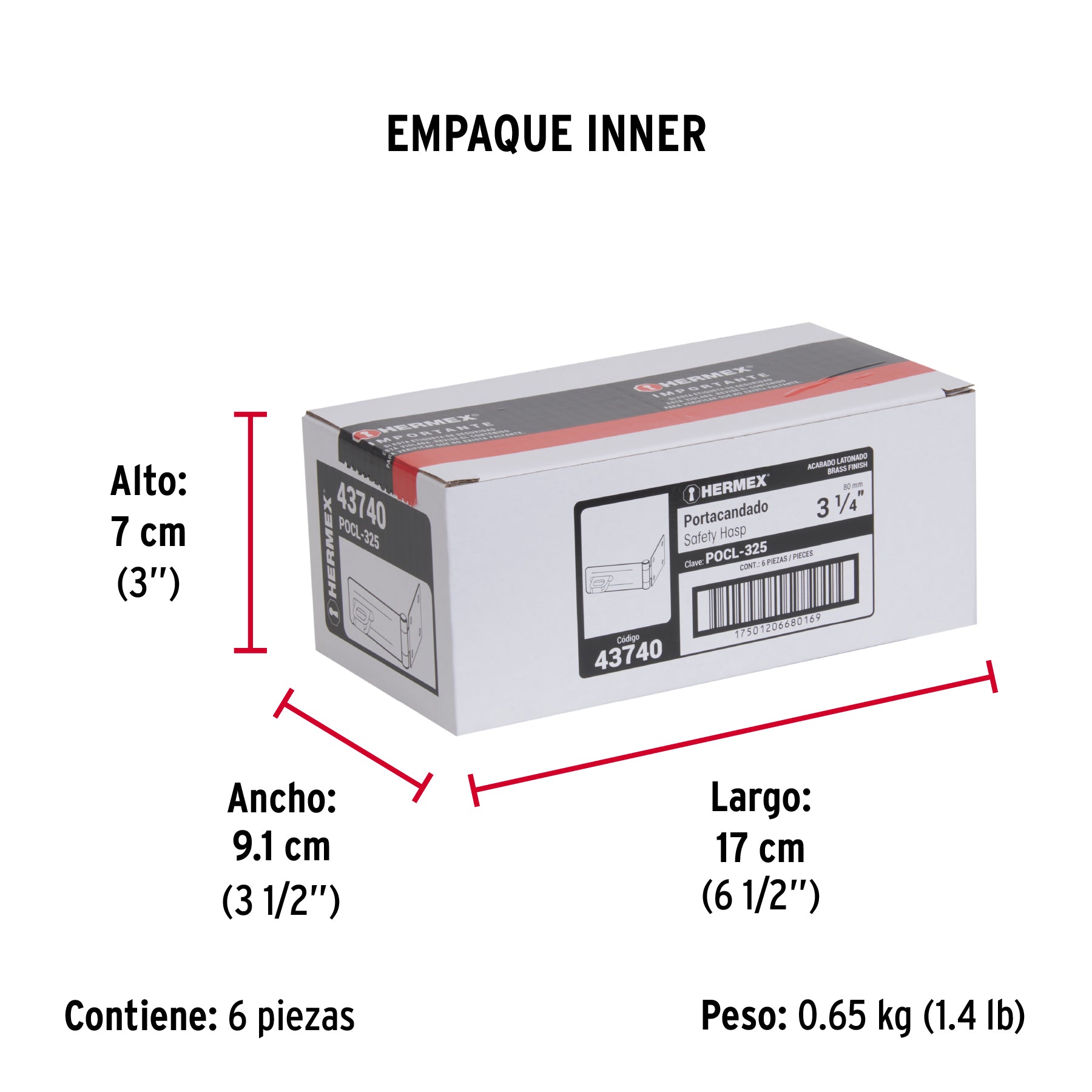 Portacandado de acero latonado 3-1/4", HERMEX - Empaque